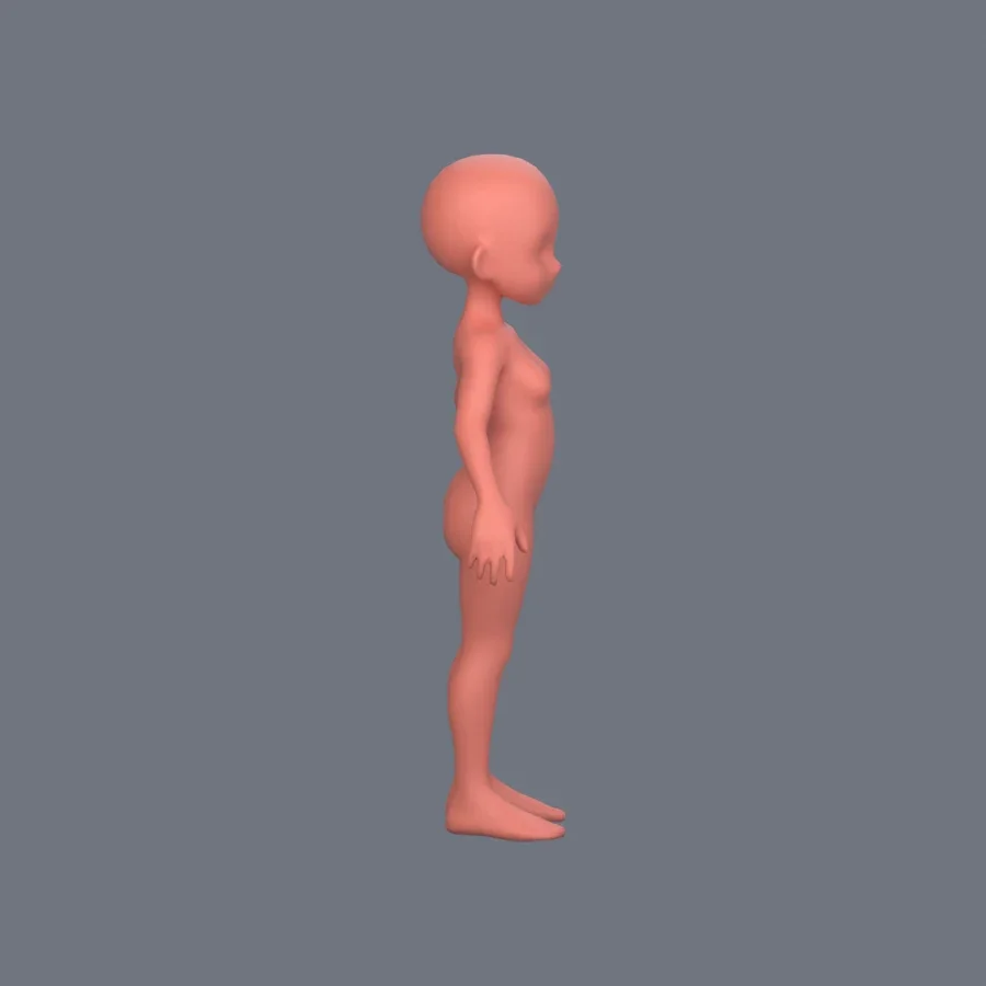 Basemesh Stylized Girl 02, 3D model preview 5