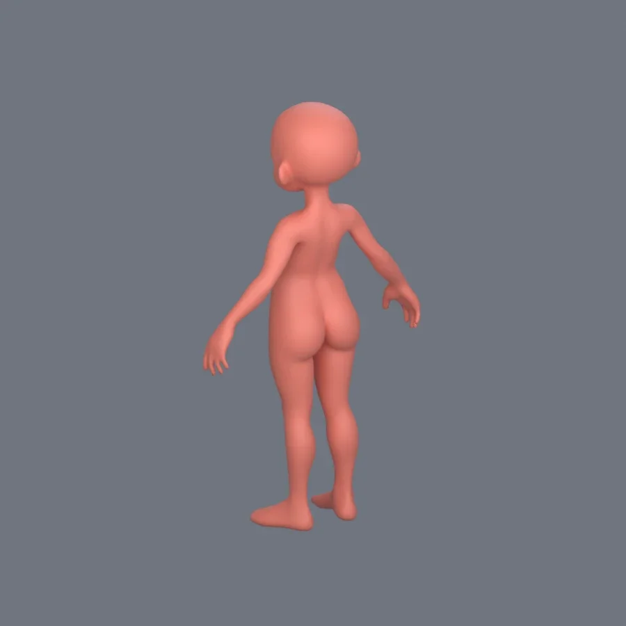 Basemesh Stylized Girl 02, 3D model preview 6