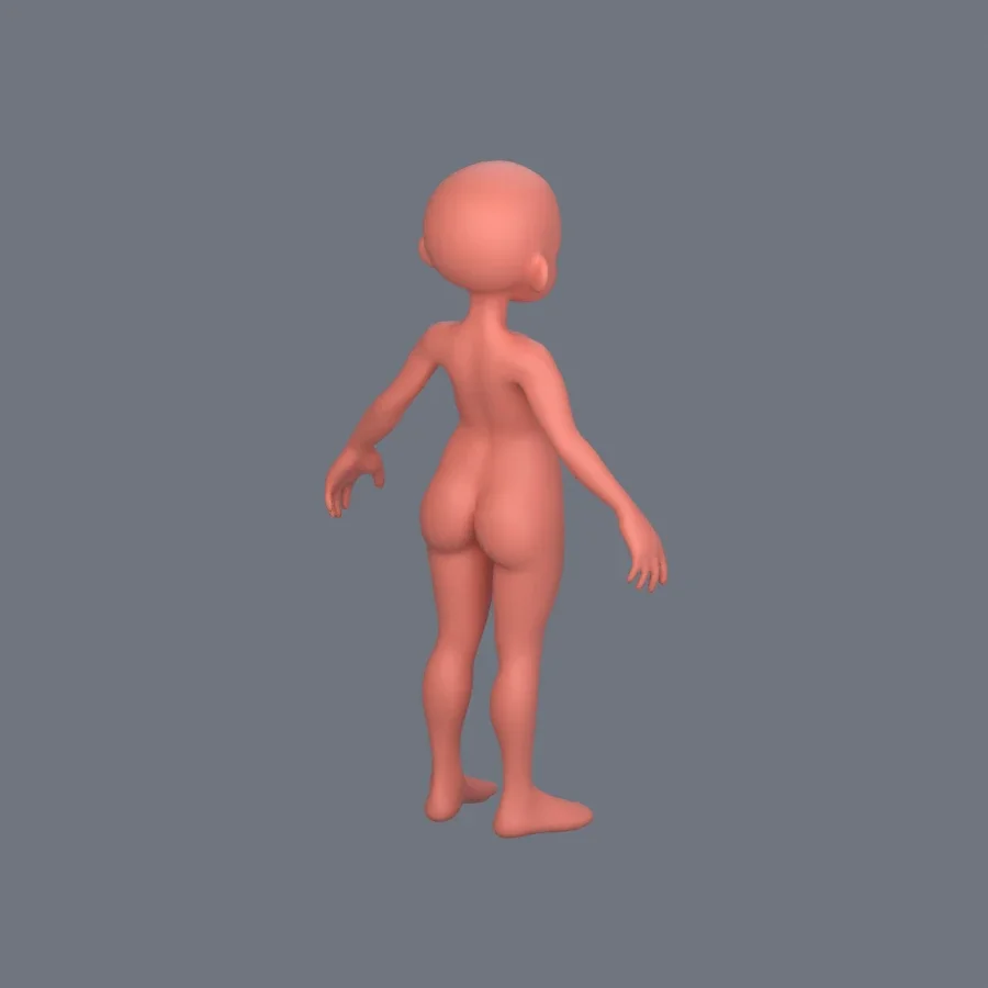 Basemesh Stylized Girl 02, 3D model preview 7