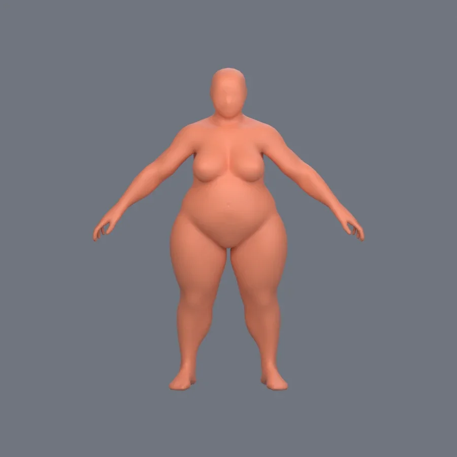 Basemesh Stylized Girl 02 Variant 02, 3D model preview 1