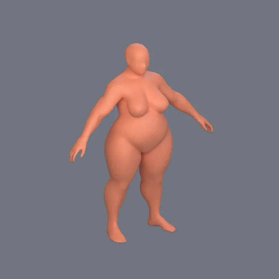Basemesh Stylized Girl 02 Variant 02, 3D model preview 2