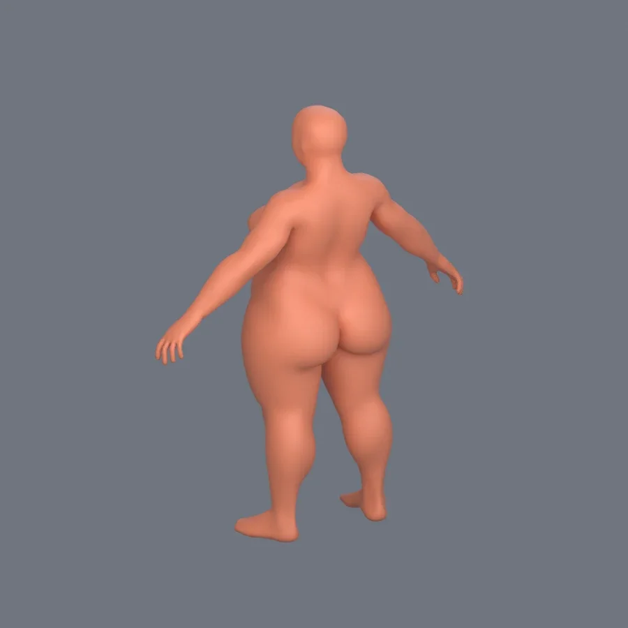 Basemesh Stylized Girl 02 Variant 02, 3D model preview 6