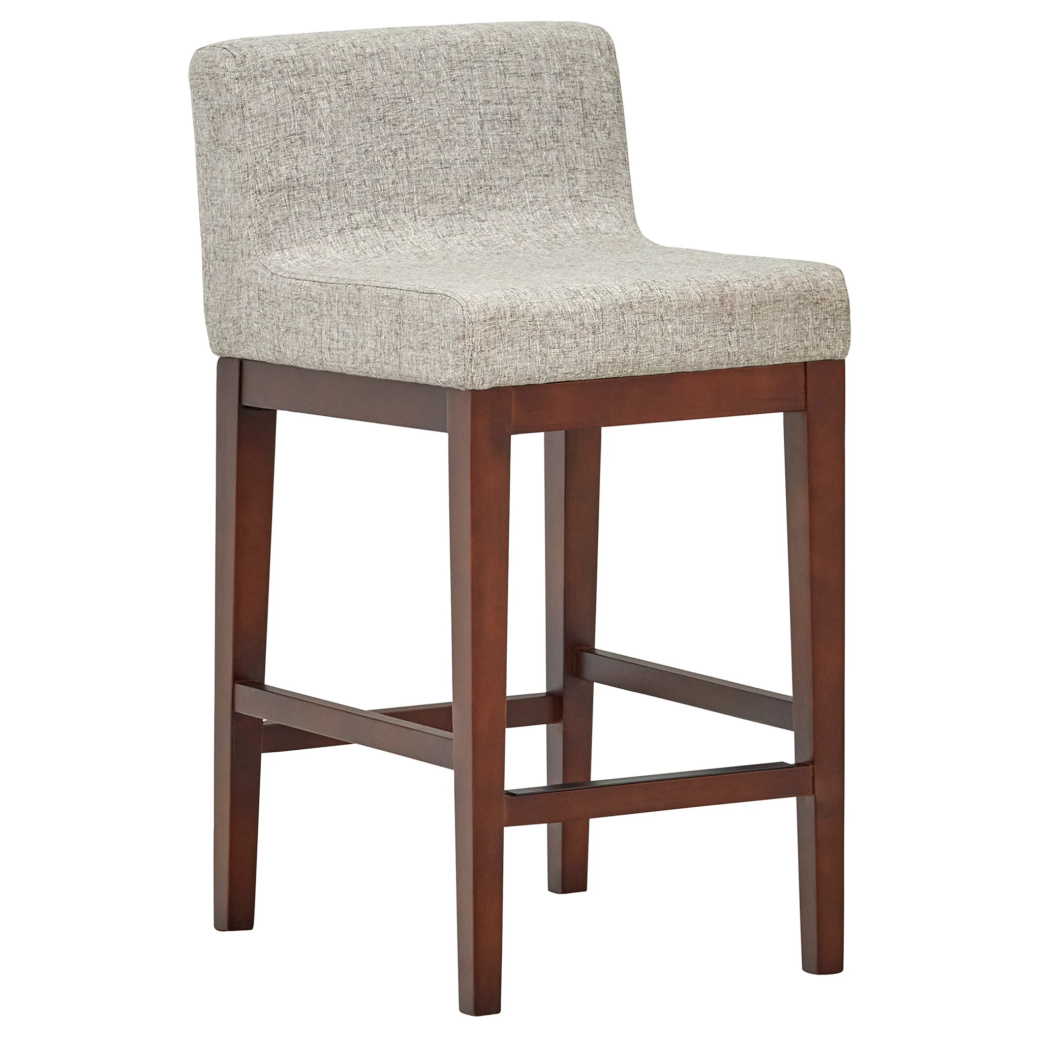 Mid-Century Modern Upholstered Low-Back Counter Stool