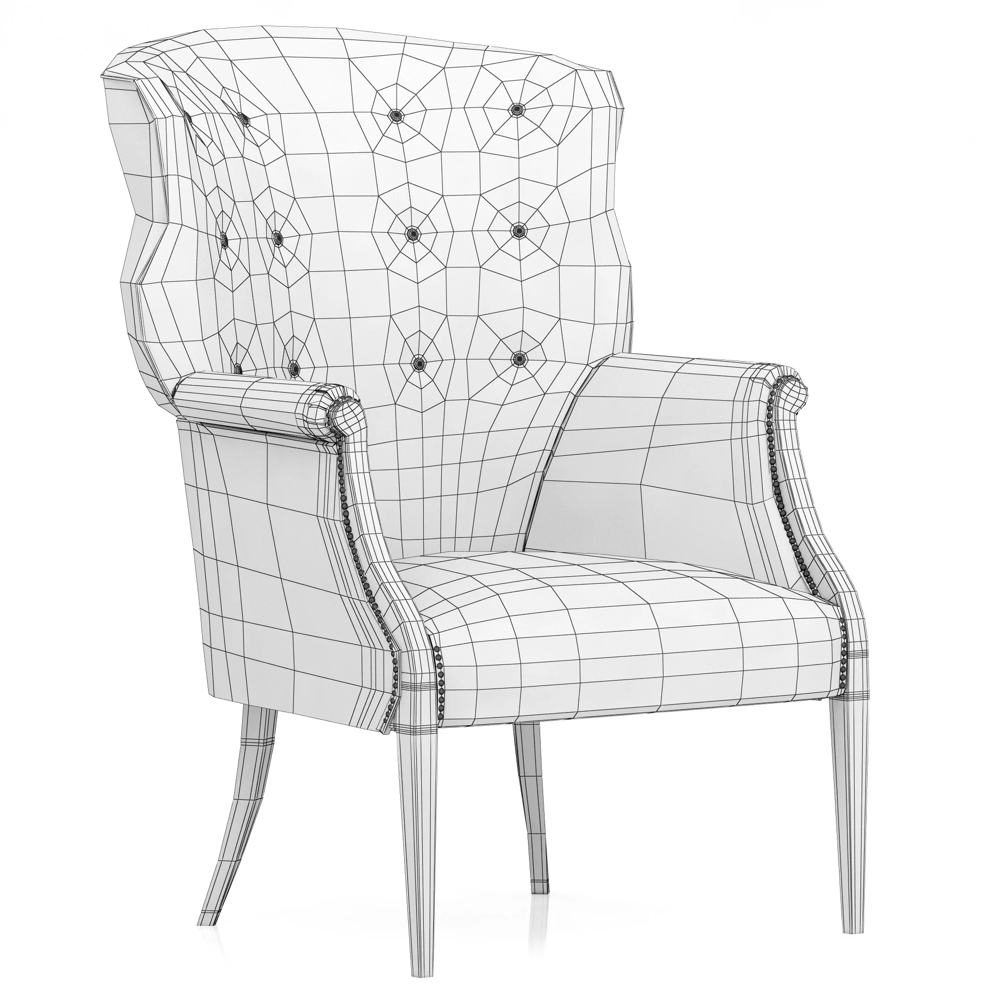 Restoration Hardware Edwardian Wingback Chair — 3D model preview 7