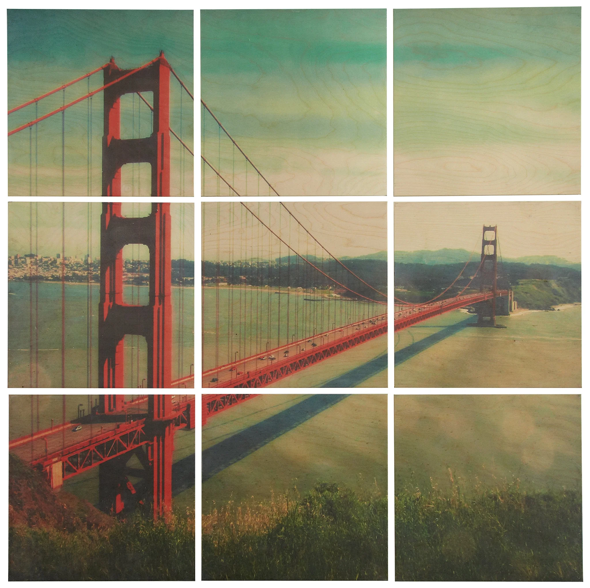 Golden Gate Bridge 9-Panel Wood Mural Wall Art