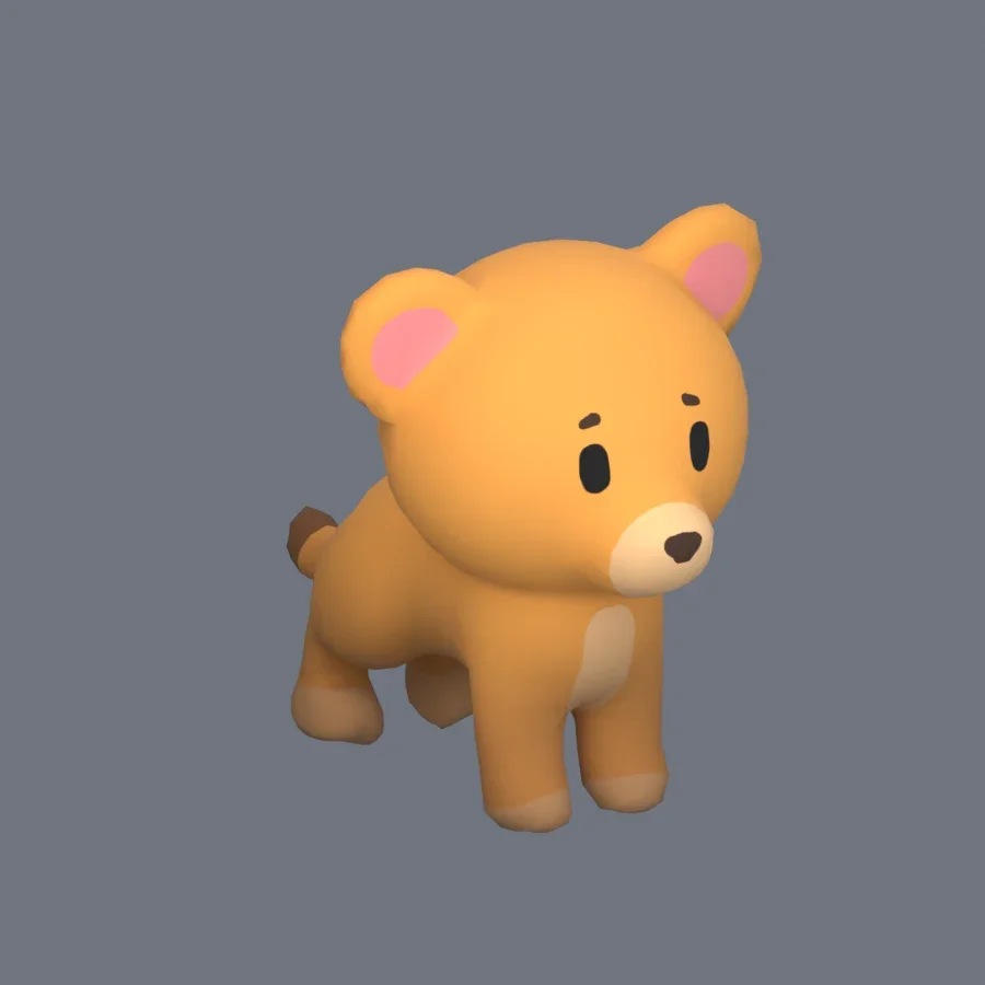 Stylized Animal Small Lion, 3D model preview 2
