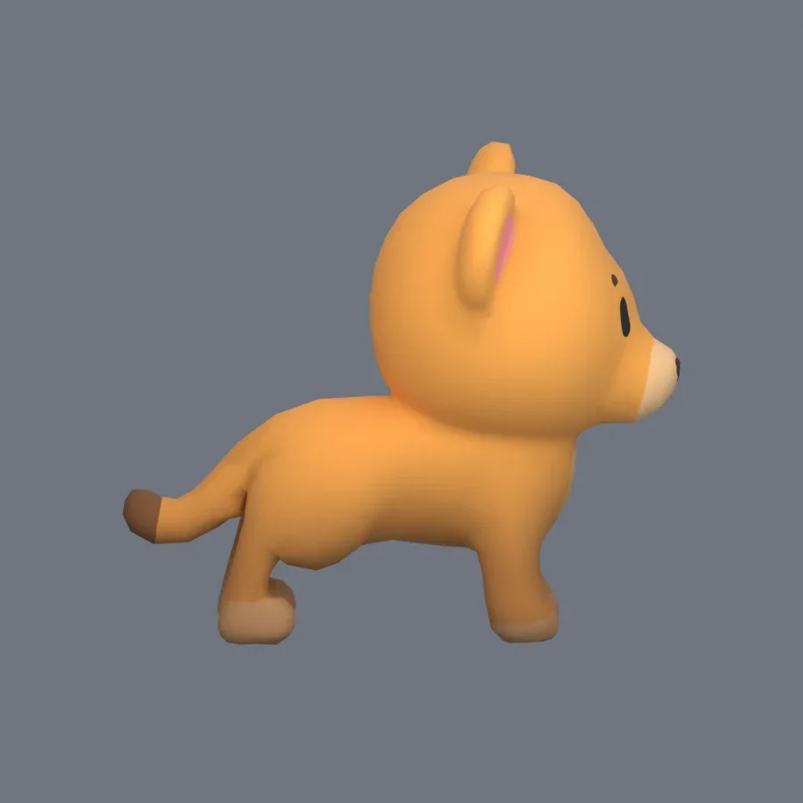 Stylized Animal Small Lion, 3D model preview 5