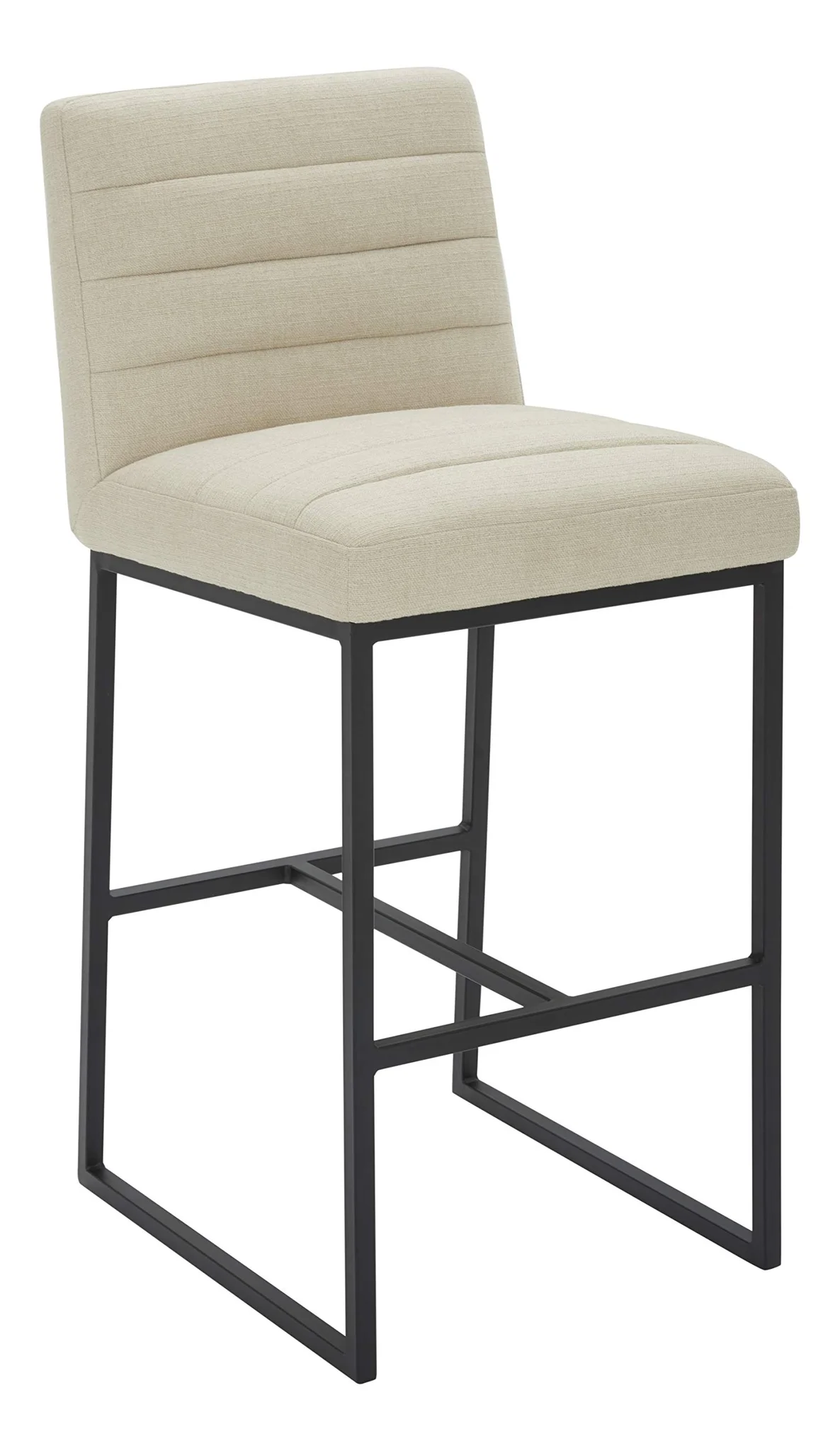 Modern Upholstered Bar Stool with Black Metal Frame