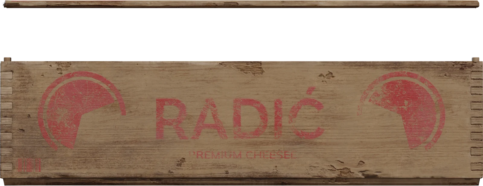 Vintage Wooden Cheese Crate with Lid, 3D model preview 2