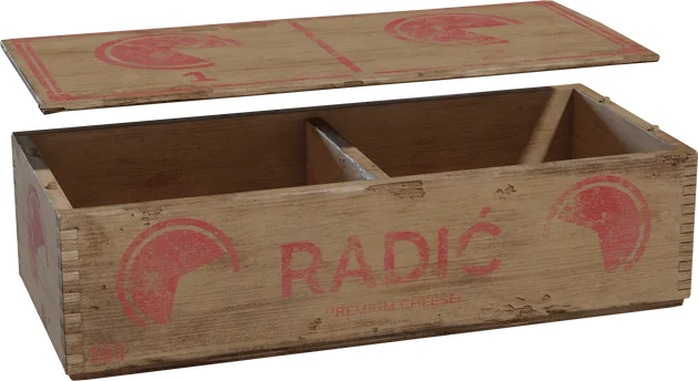 Vintage Wooden Cheese Crate with Lid, 3D model preview 5