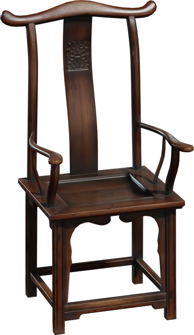 Traditional Chinese Yoke-Back Armchair, 3D model preview 5