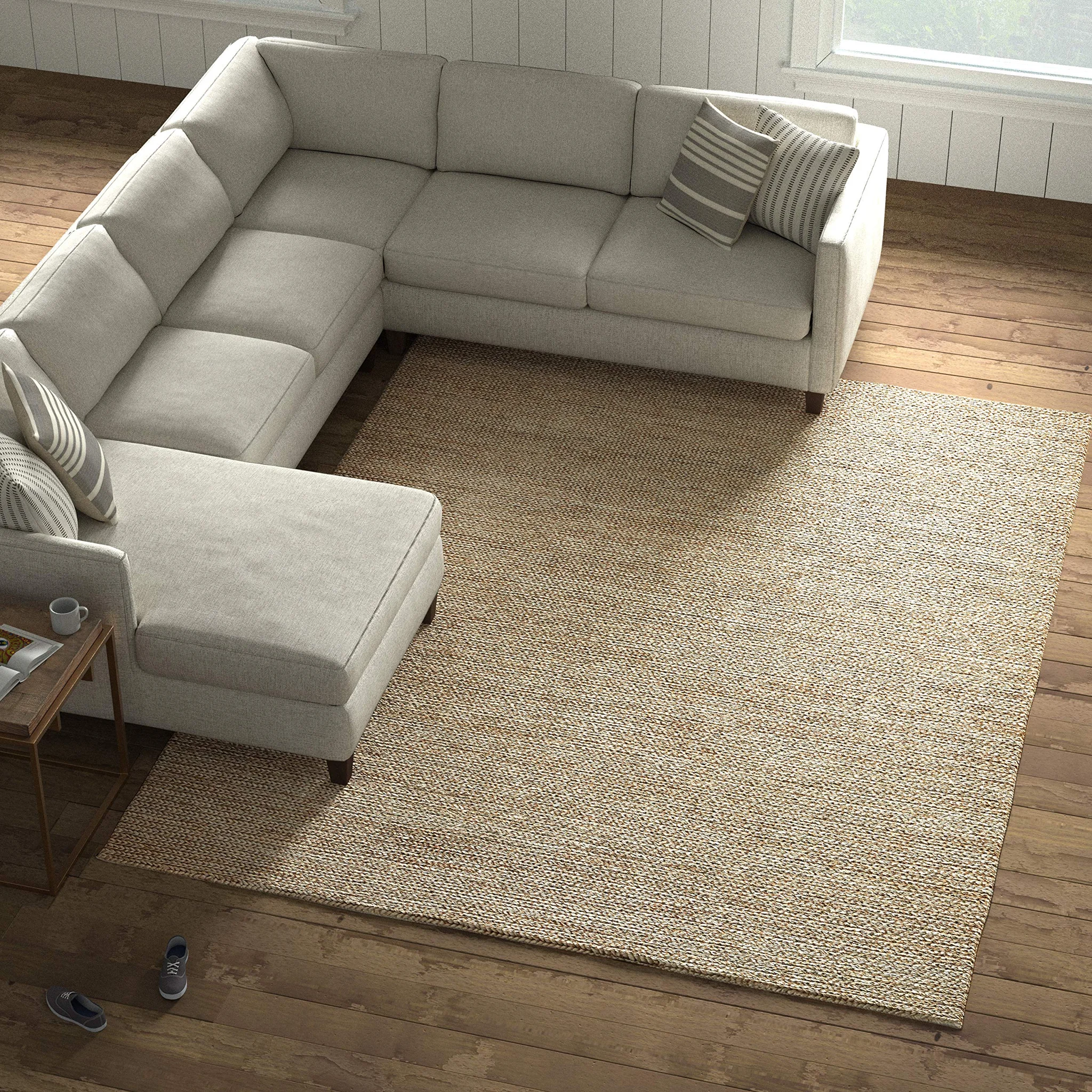 Braided Jute Area Rug 8x10 Sand Neutral