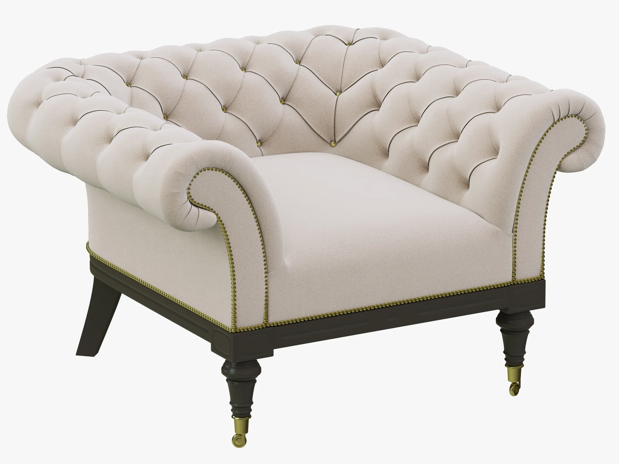 Restoration Hardware Islington Chesterfield Upholstered Chair — 3D model preview 1