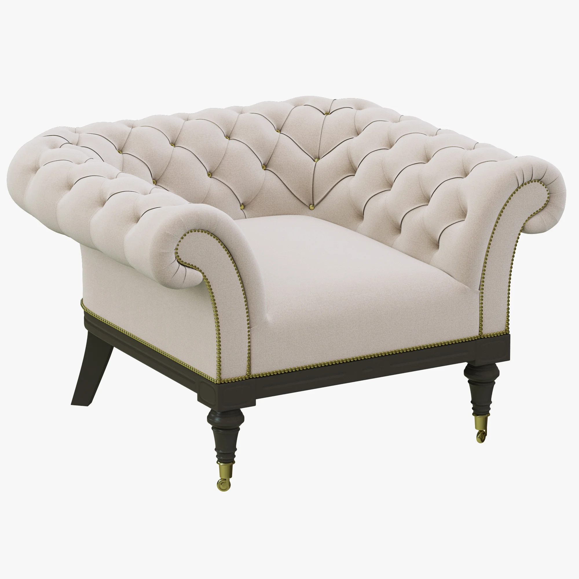 Restoration Hardware Islington Chesterfield Upholstered Chair — 3D model preview 2