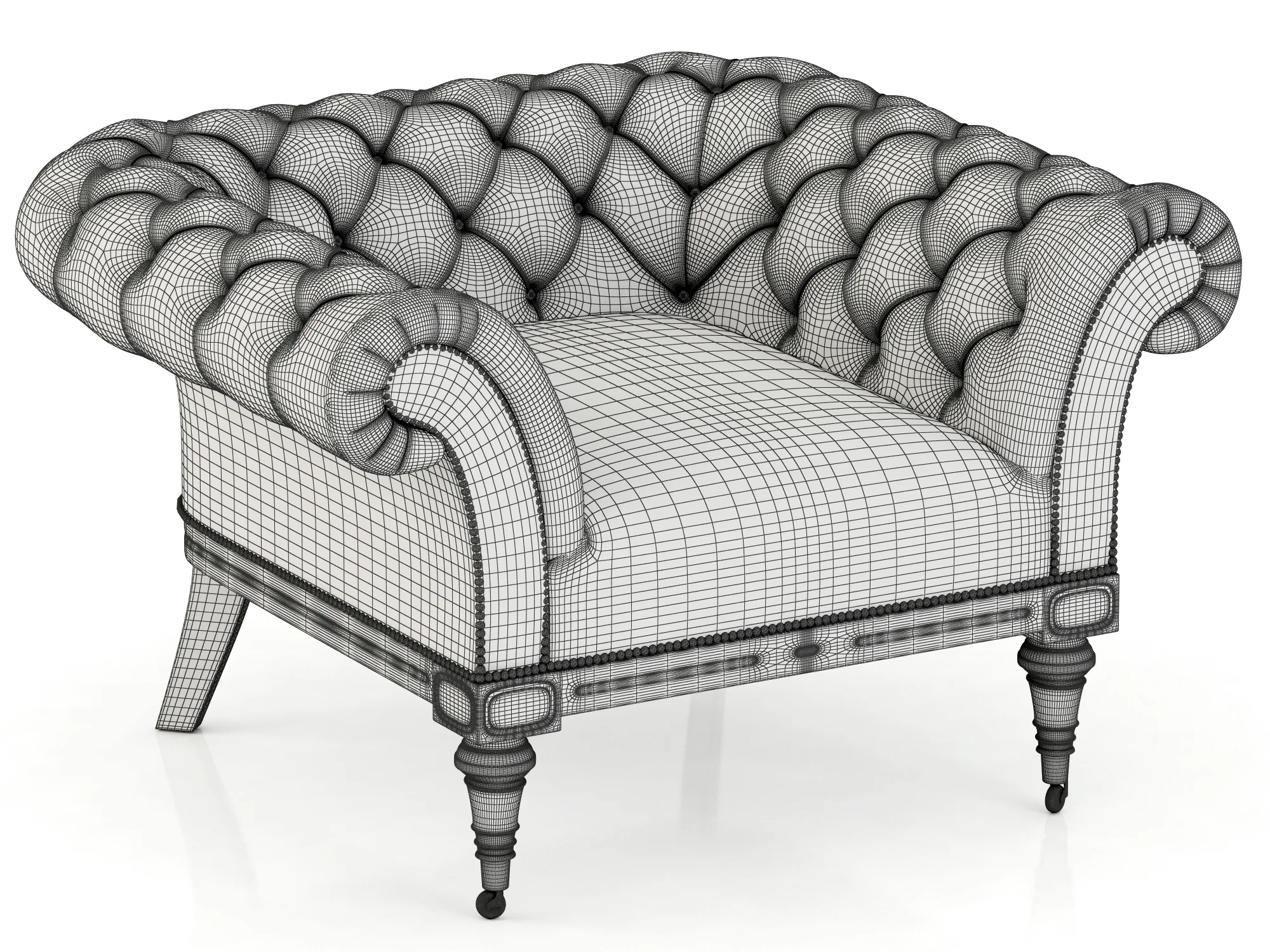 Restoration Hardware Islington Chesterfield Upholstered Chair — 3D model preview 3