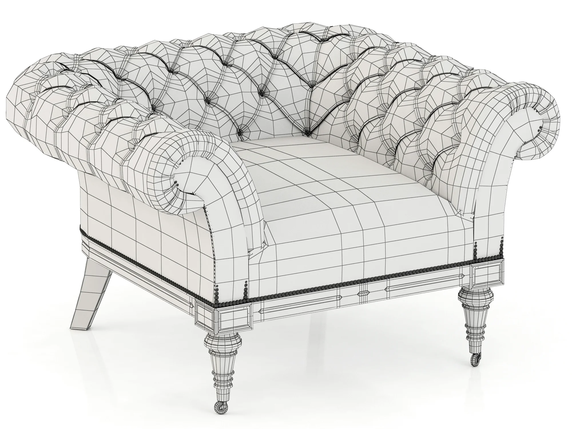 Restoration Hardware Islington Chesterfield Upholstered Chair — 3D model preview 4