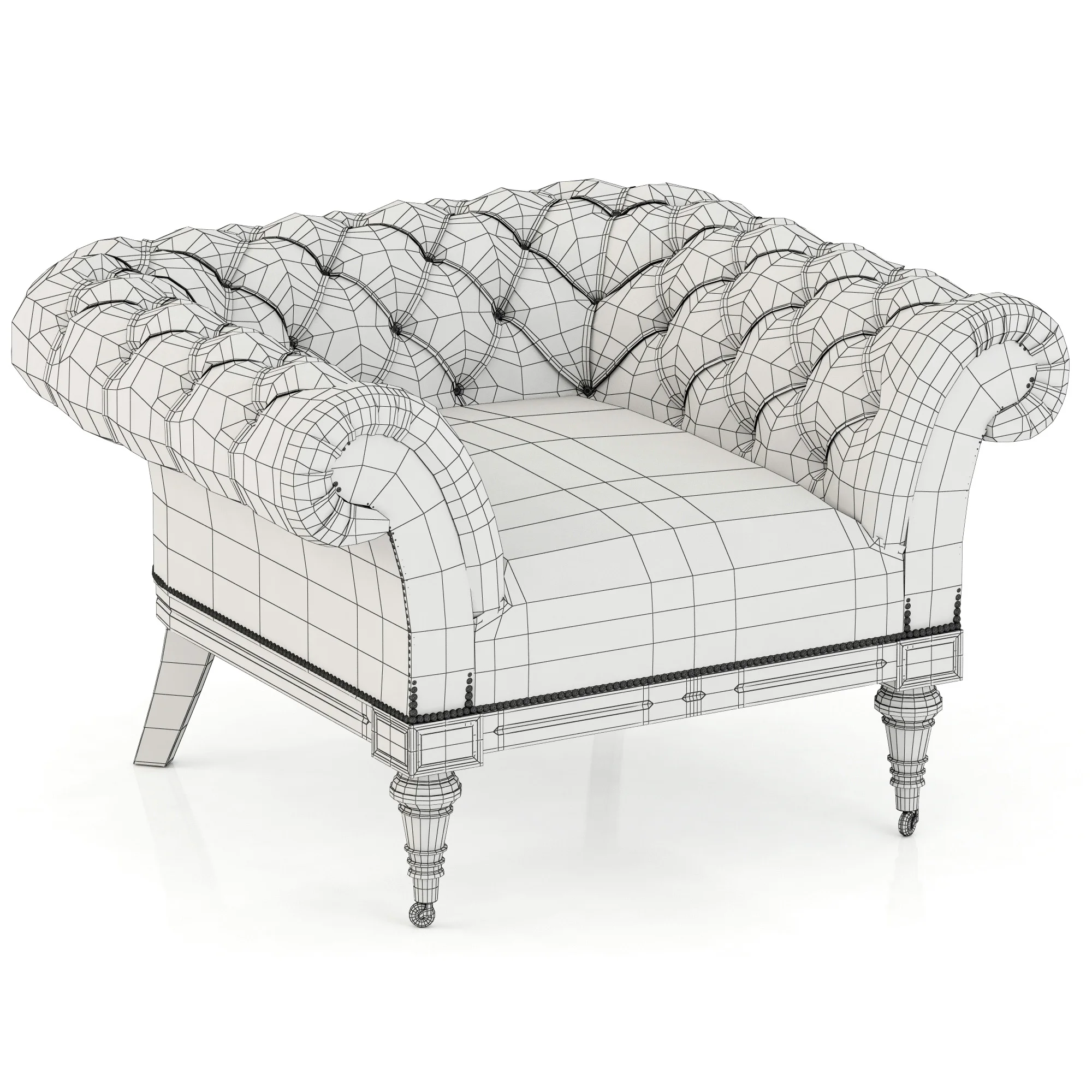 Restoration Hardware Islington Chesterfield Upholstered Chair — 3D model preview 5