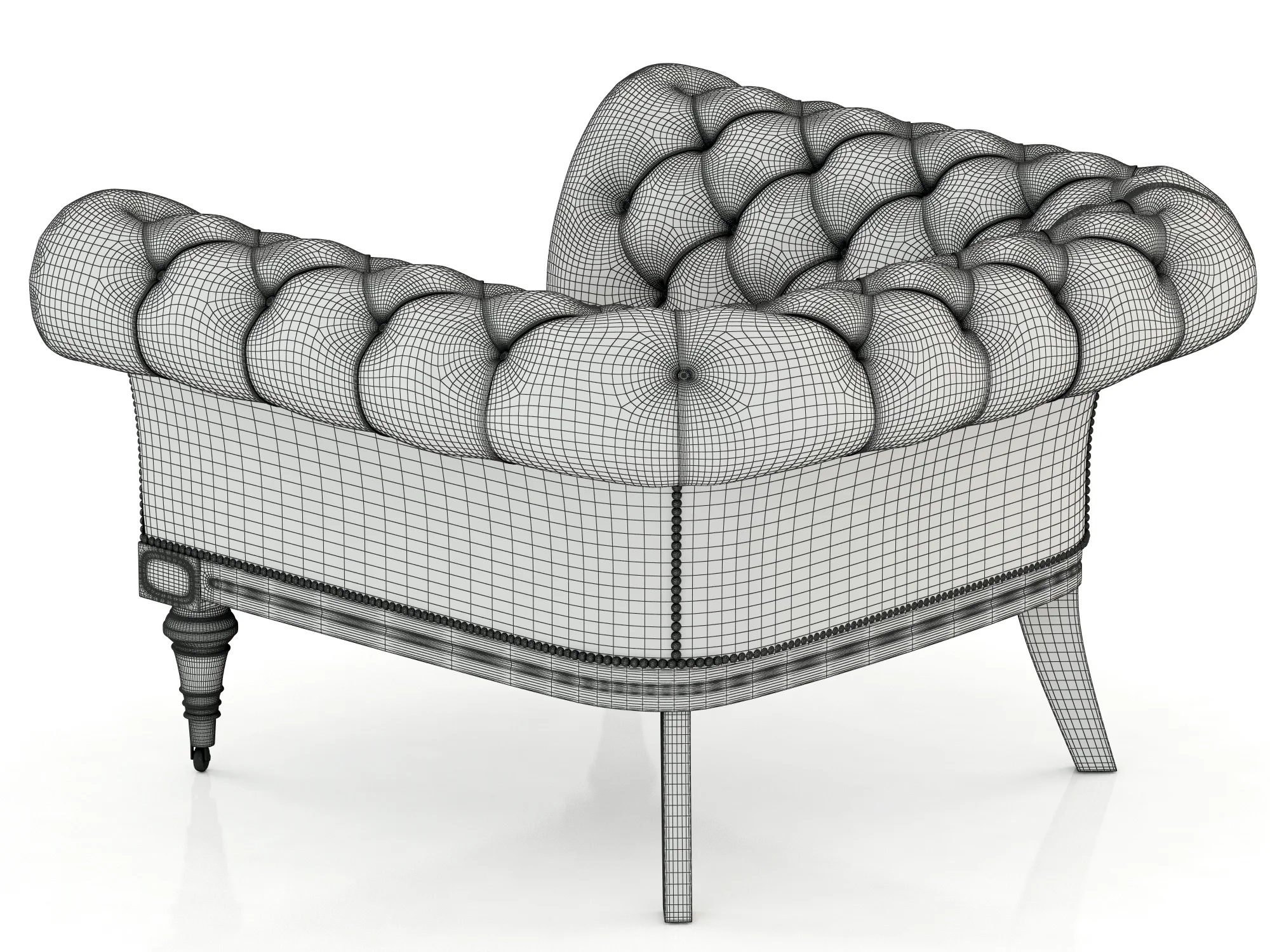 Restoration Hardware Islington Chesterfield Upholstered Chair — 3D model preview 8