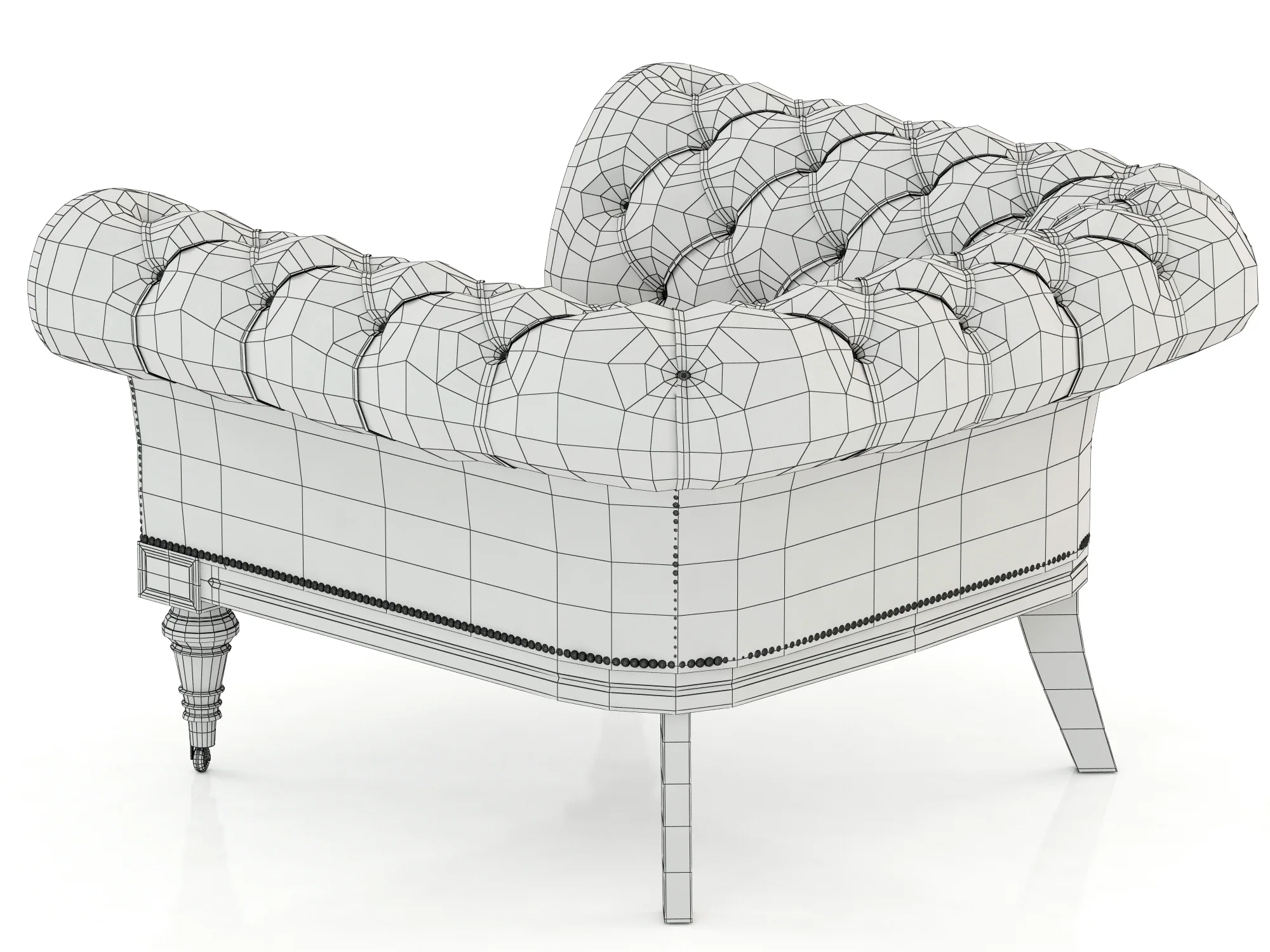 Restoration Hardware Islington Chesterfield Upholstered Chair — 3D model preview 9