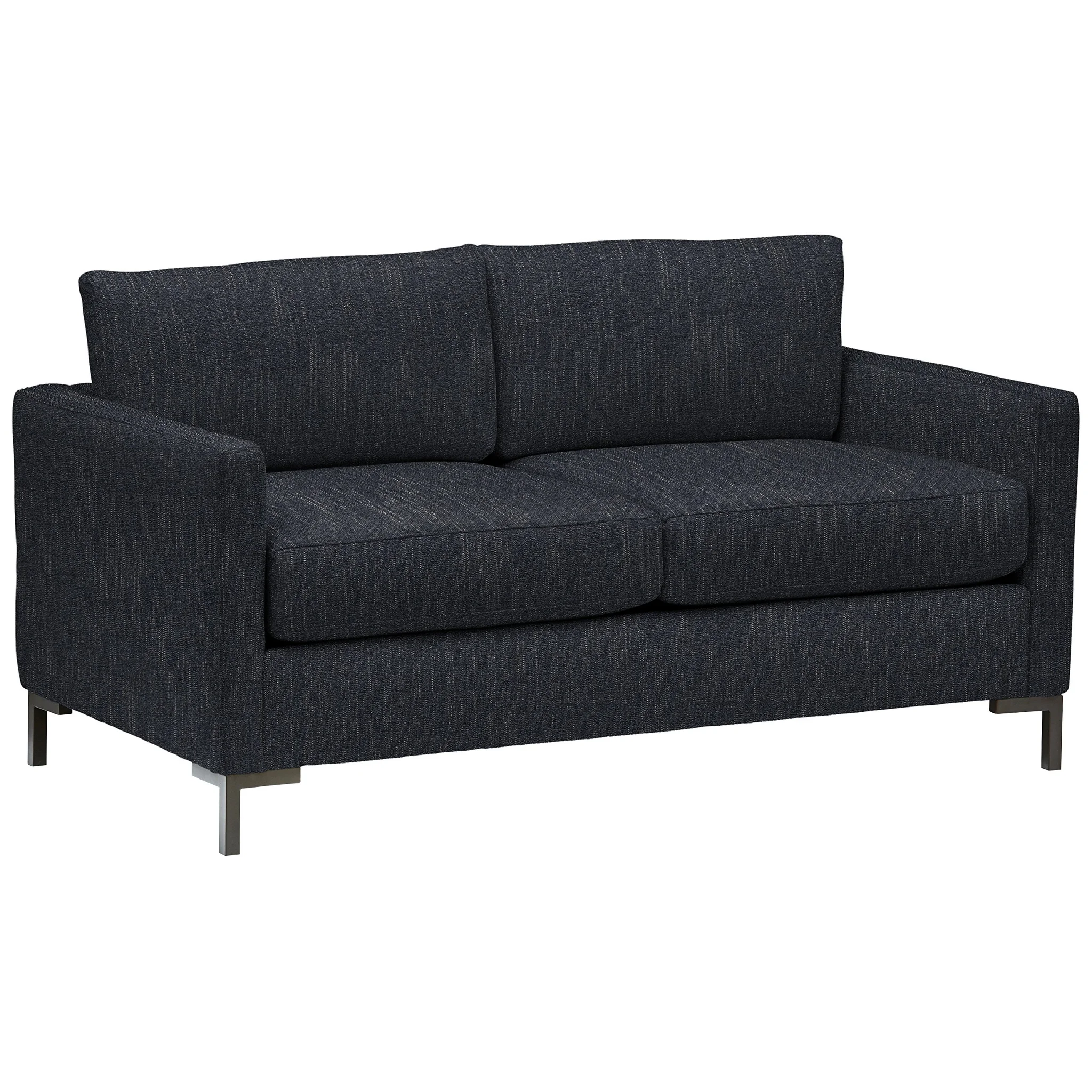 Modern Dark Blue Loveseat with Metal Legs