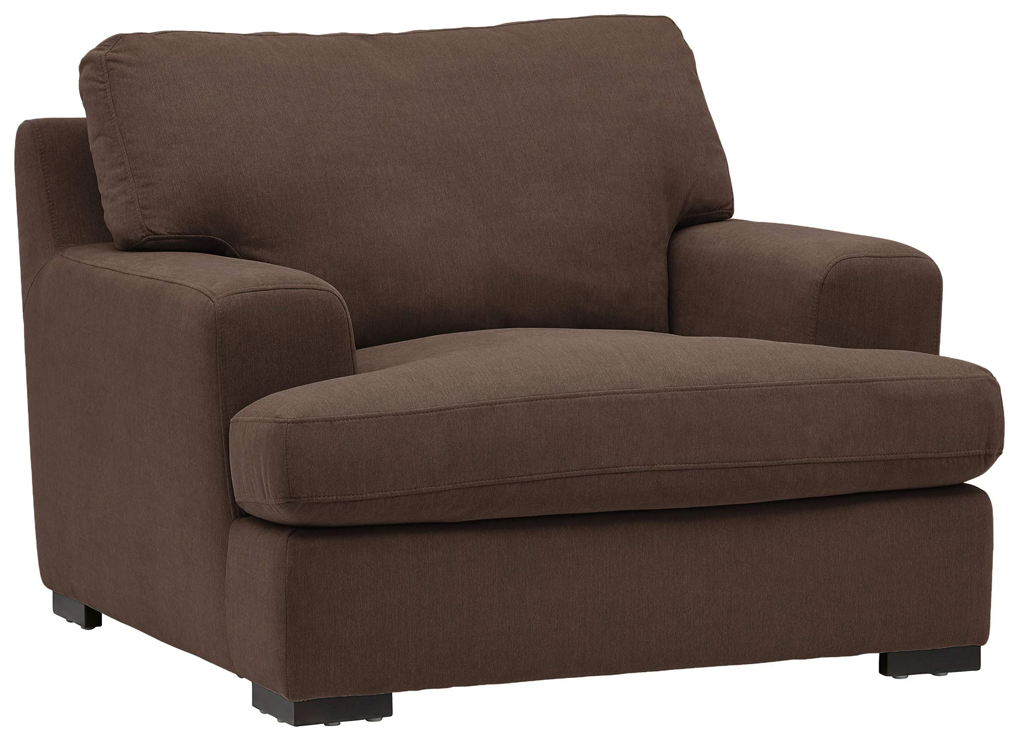 Oversized Brown Fabric Accent Armchair with Hardwood Frame