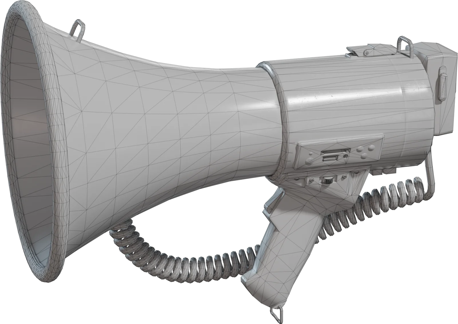 Megaphone Bullhorn with Coiled Cable, 3D model preview 1