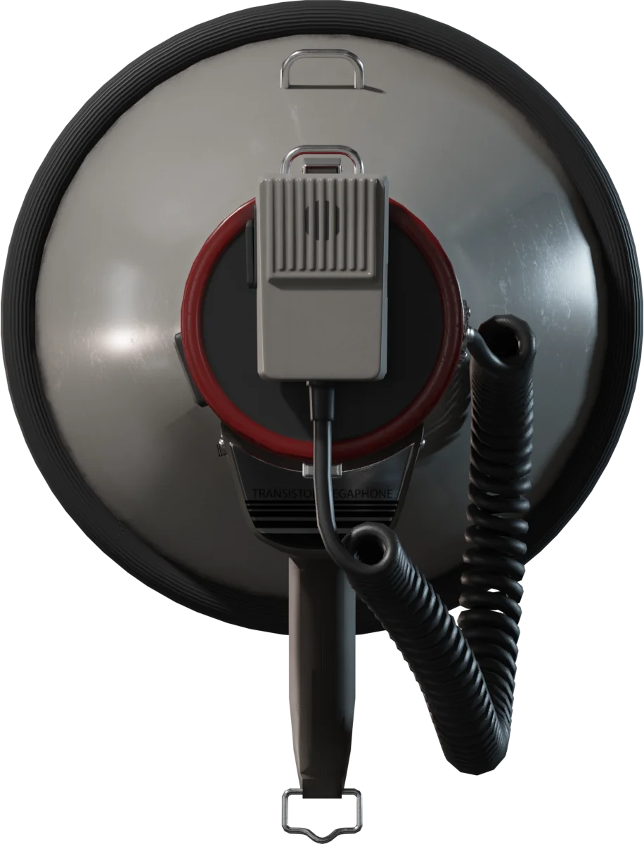 Megaphone Bullhorn with Coiled Cable, 3D model preview 3
