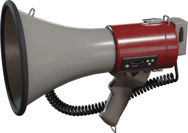 Megaphone Bullhorn with Coiled Cable, 3D model preview 5