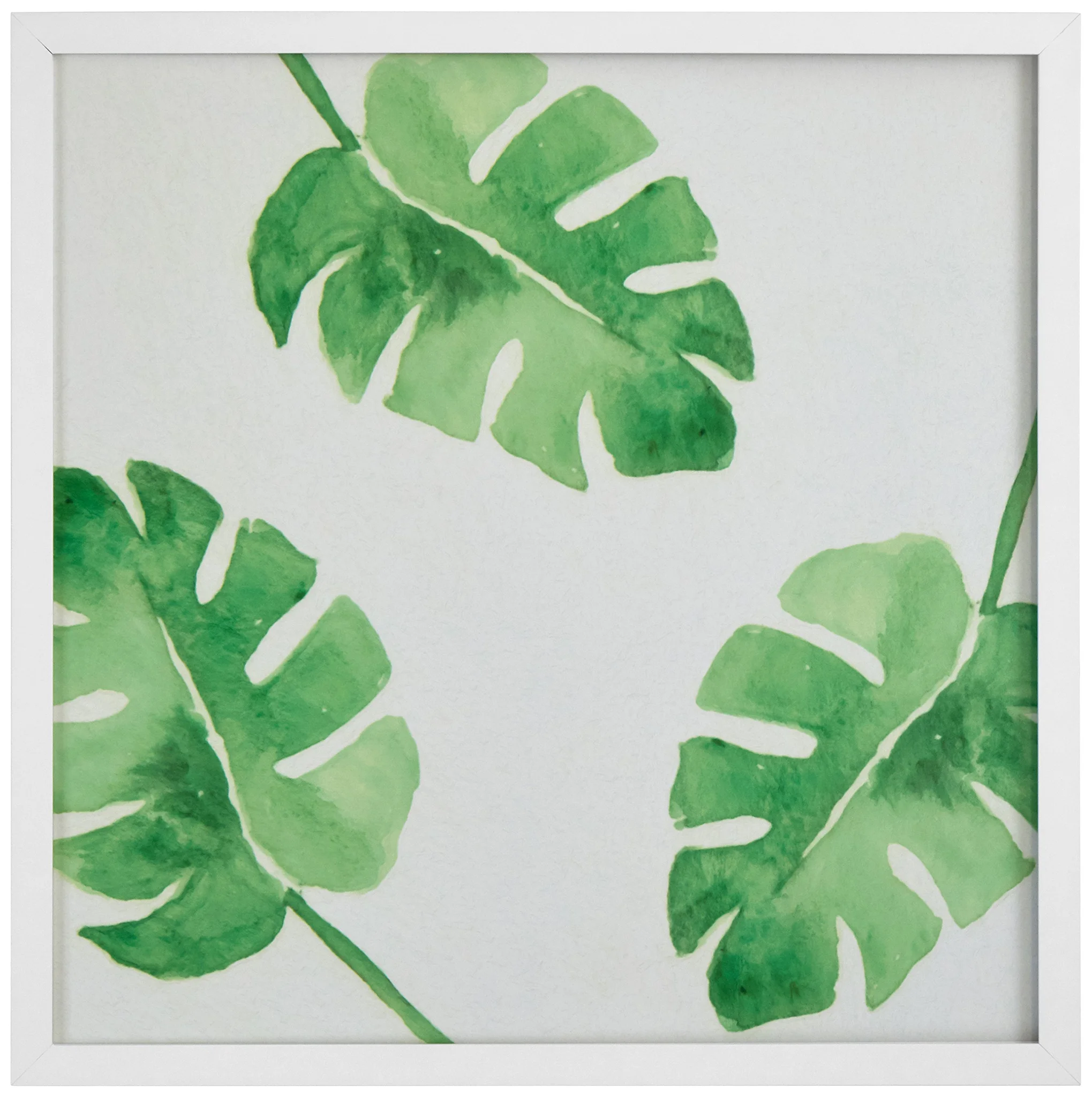 Framed Monstera Leaf Watercolor Wall Art Print