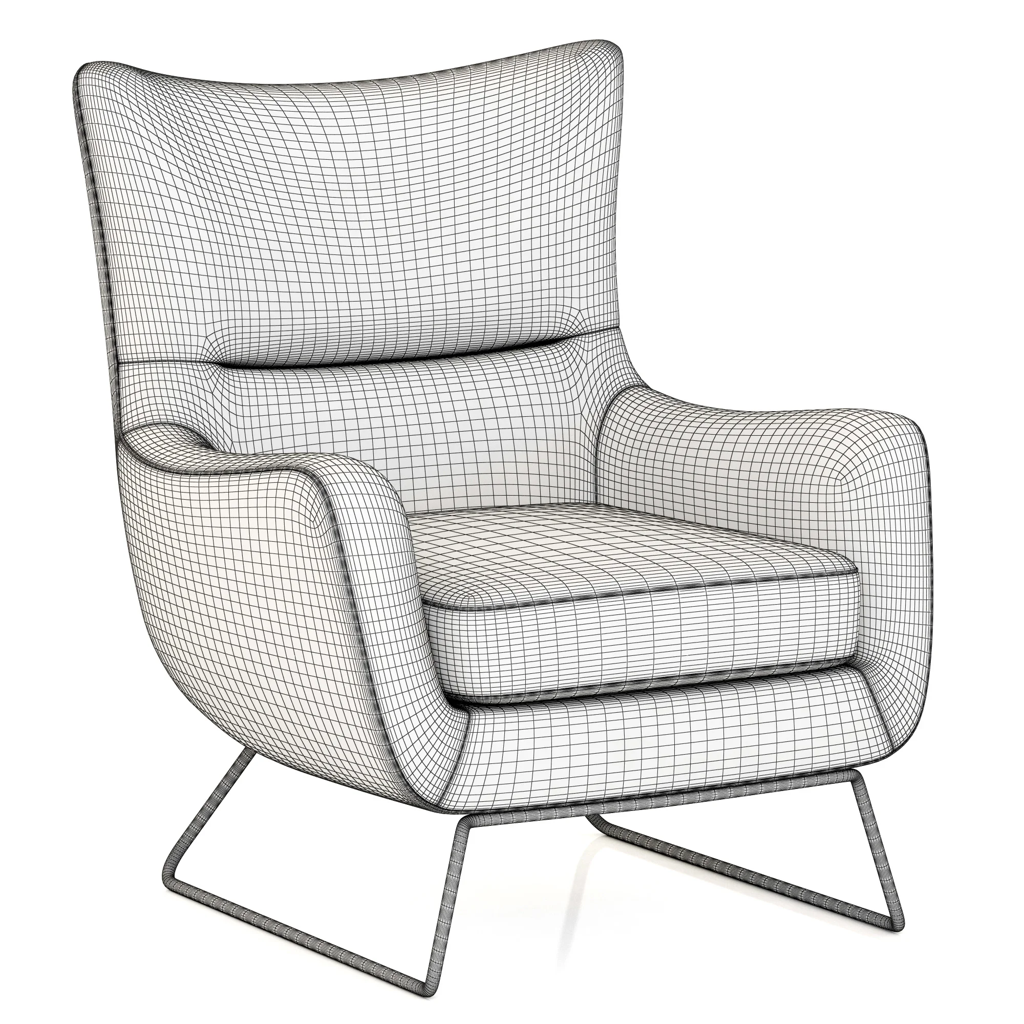 RH Modern Liam Leather Chair — 3D model preview 2
