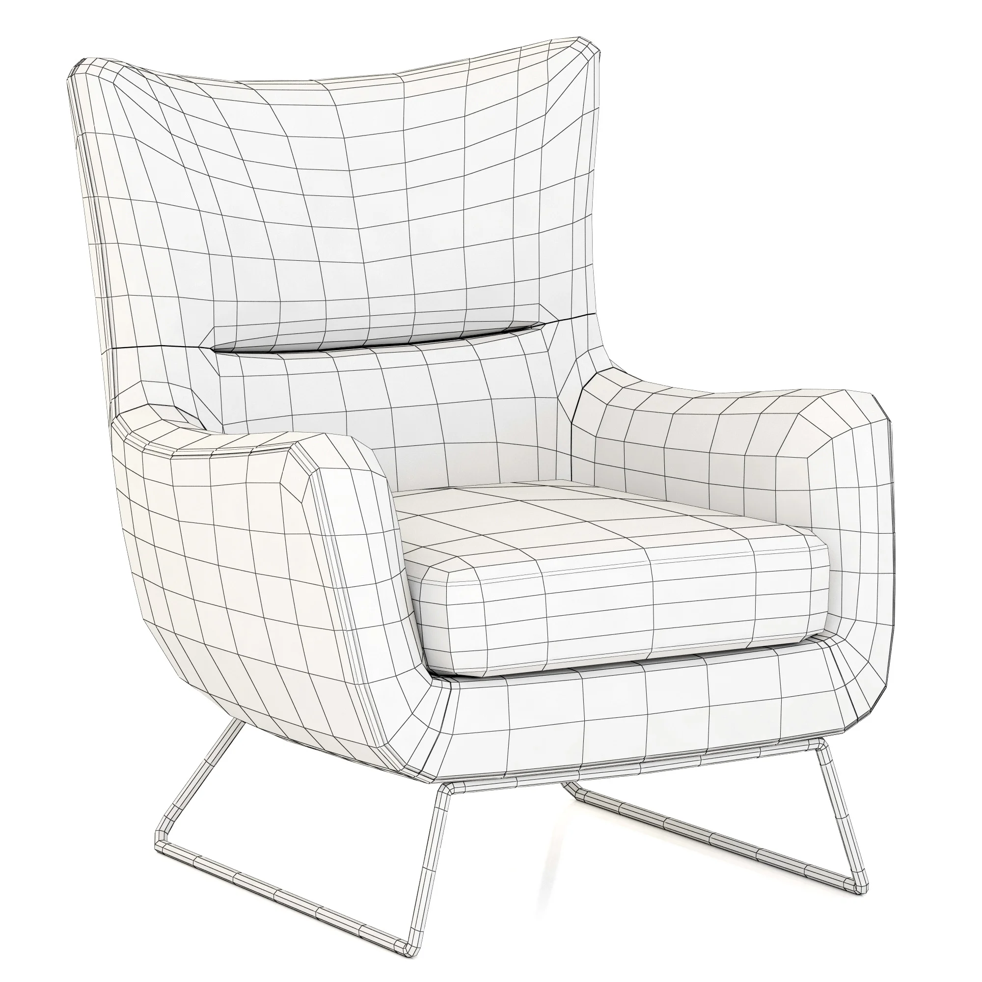 RH Modern Liam Leather Chair — 3D model preview 3