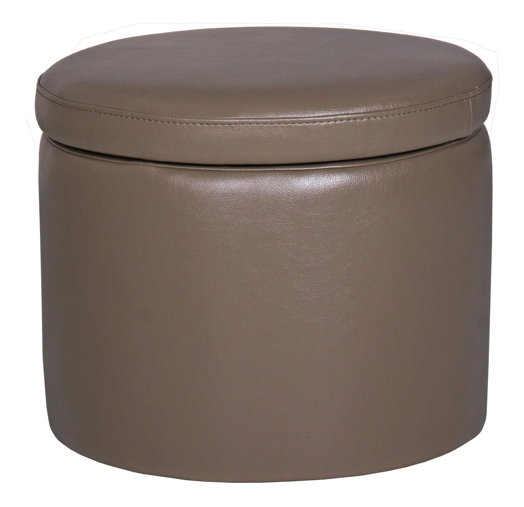 Round Faux Leather Storage Ottoman with Lift-Top Lid