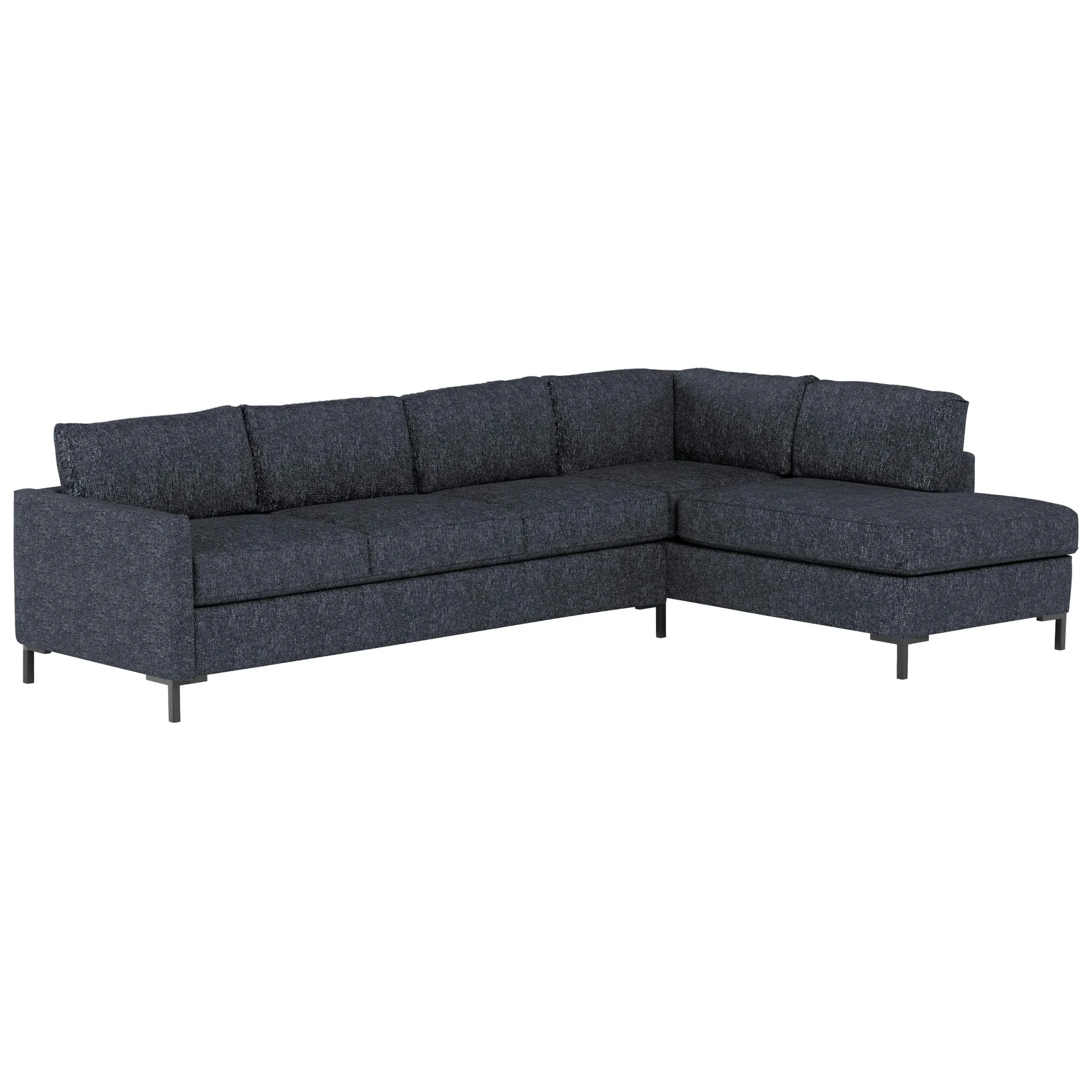 Modern L-Shaped Sectional Sofa with Chaise and Metal Legs
