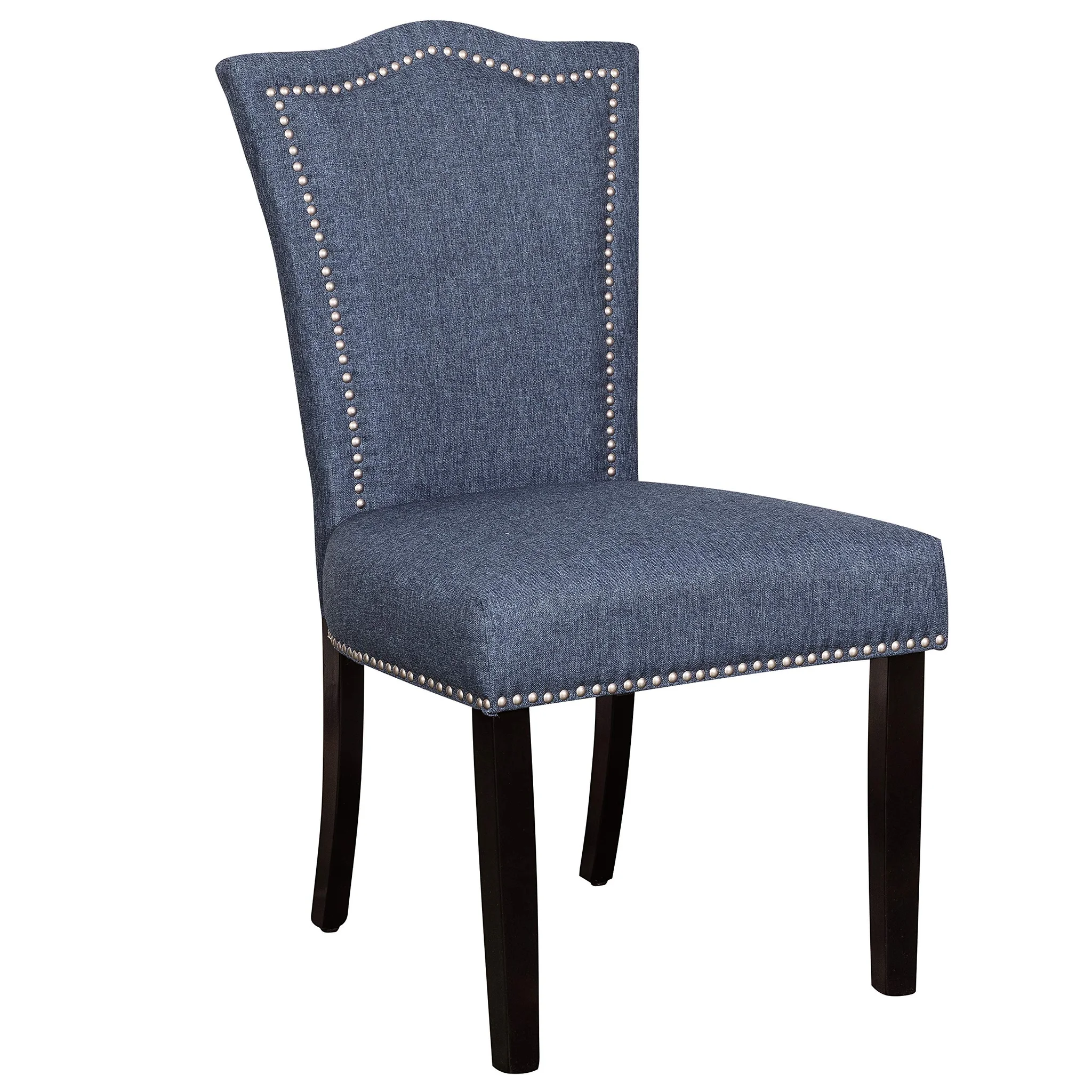Blue Upholstered Dining Chair with Nailhead Trim