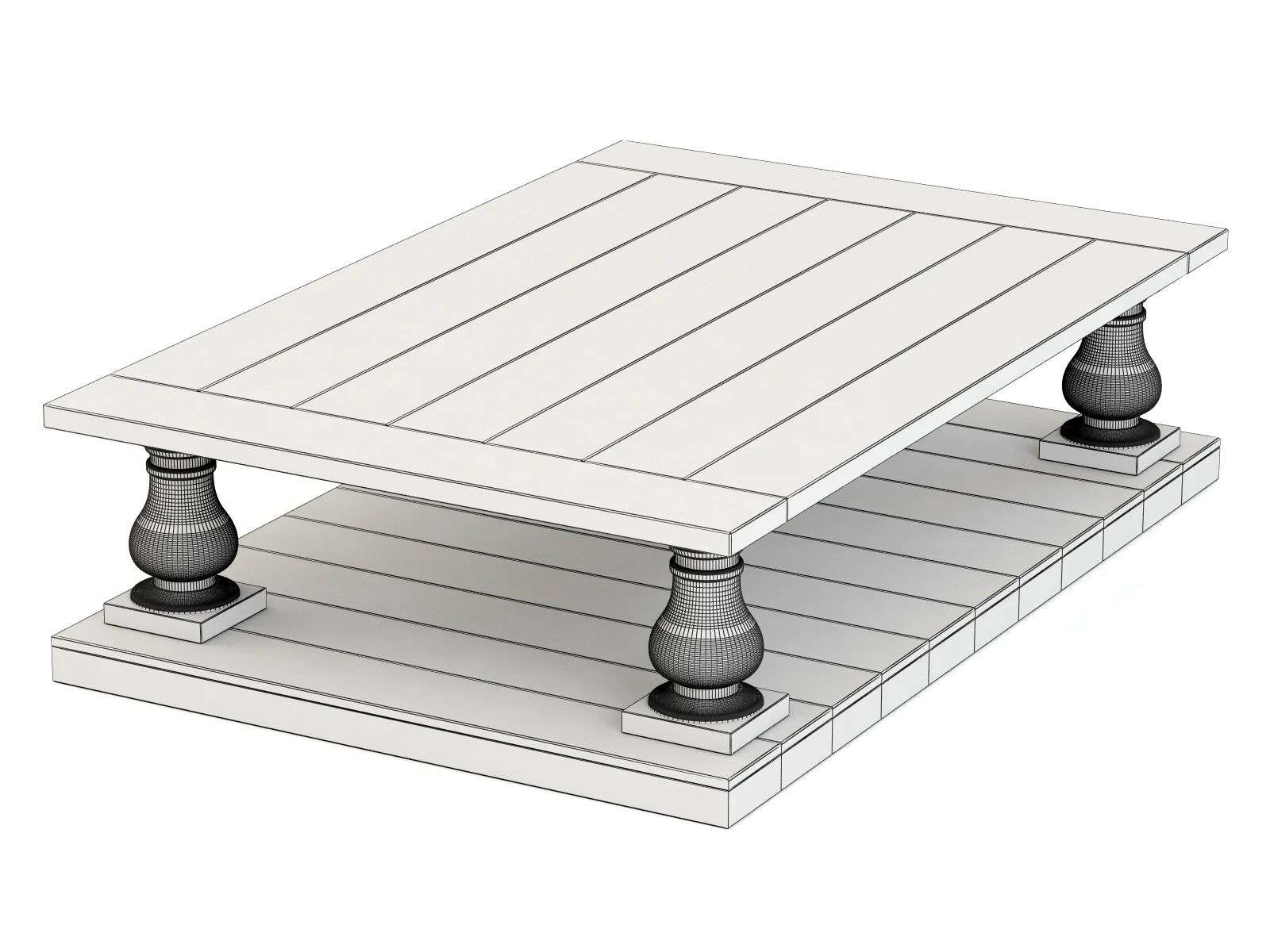 Coco Republic Library Balustrade Coffee Table — 3D model preview 6