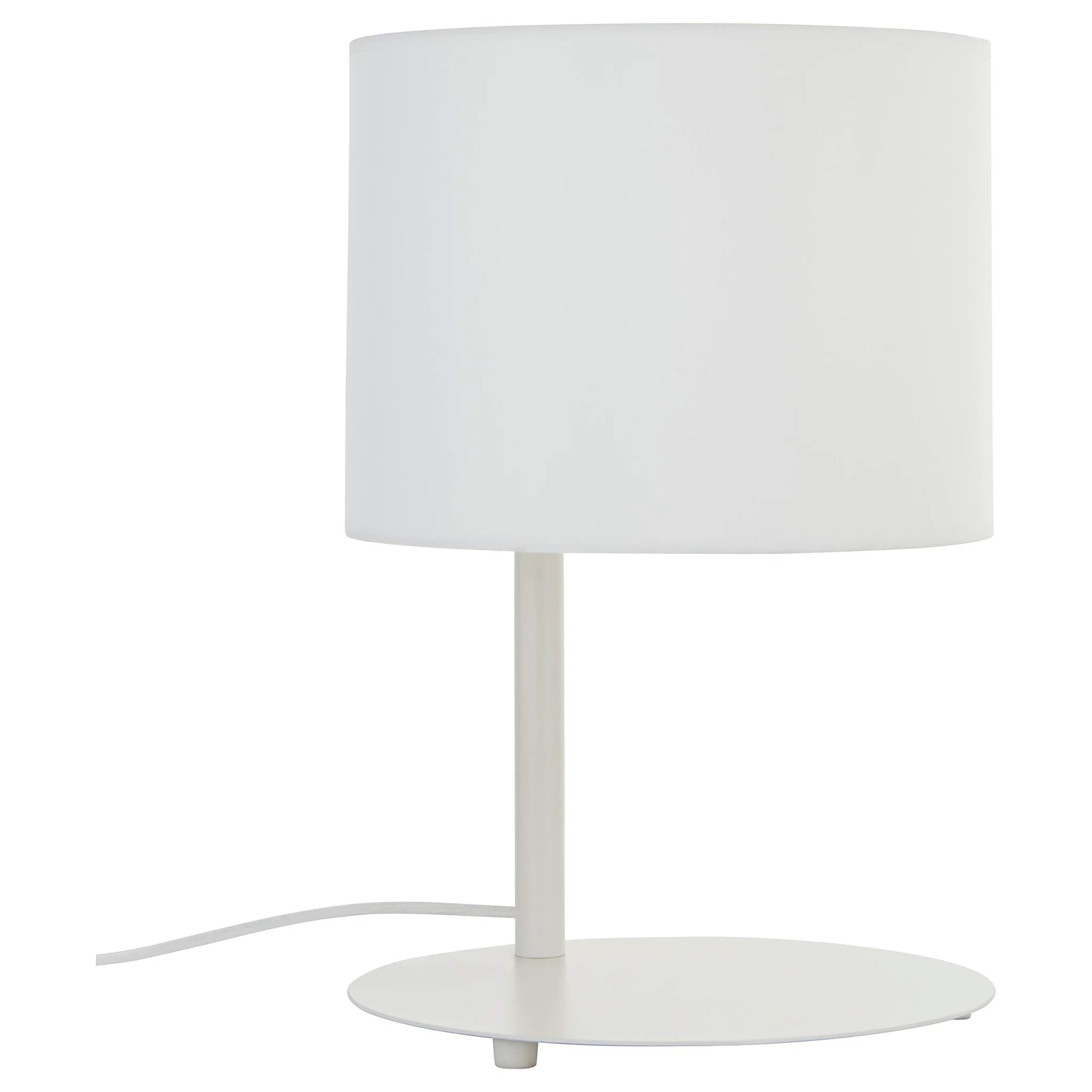Mid-Century Modern White Table Lamp with Fabric Shade