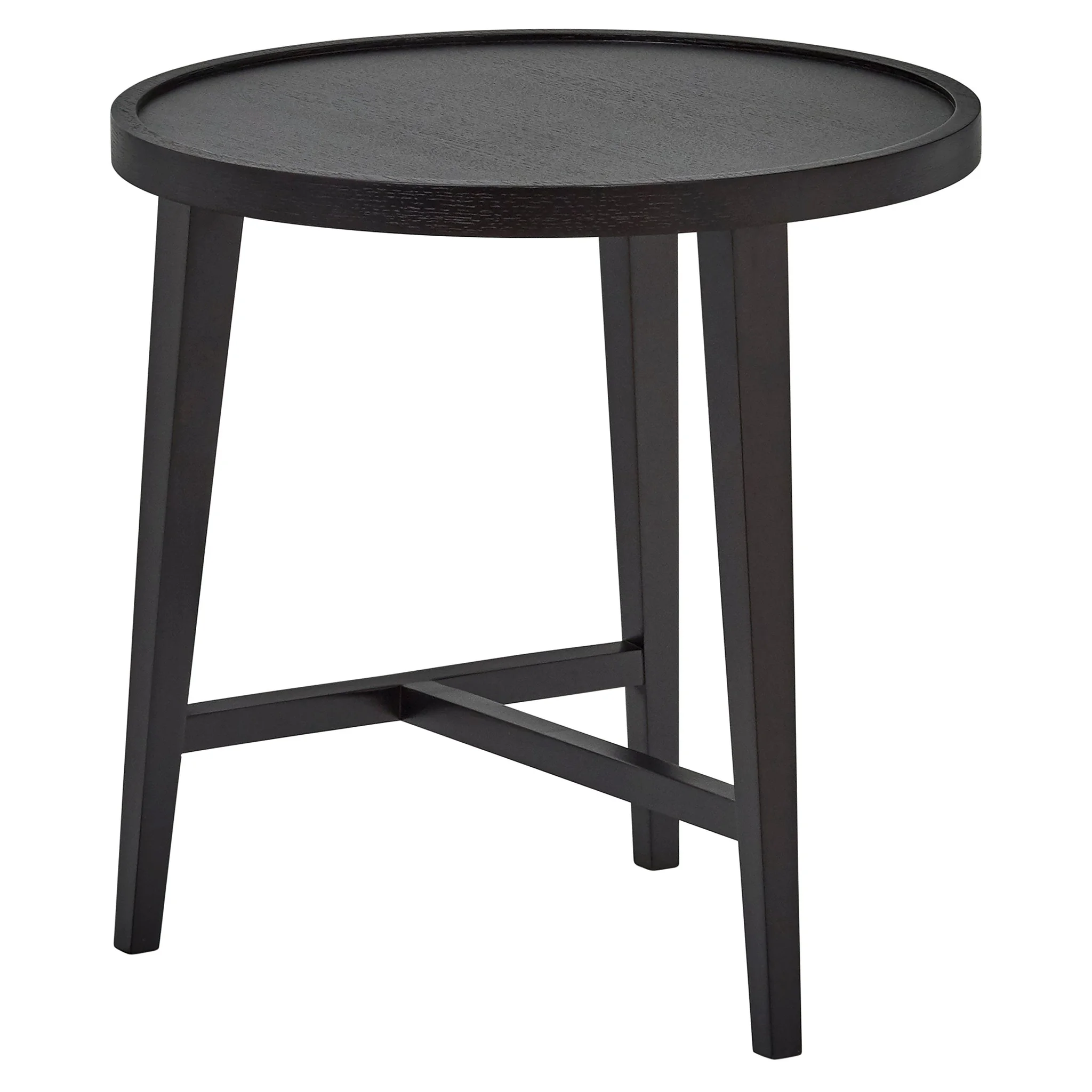 Mid-Century Modern Round Side Table Dark Oak Wood