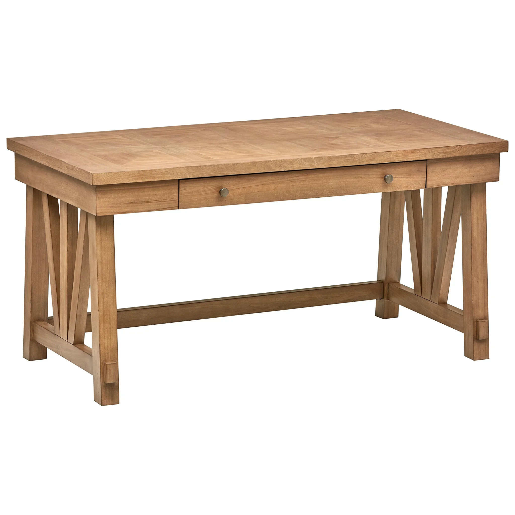 Farmhouse Birch Wood Writing Desk with Drawer