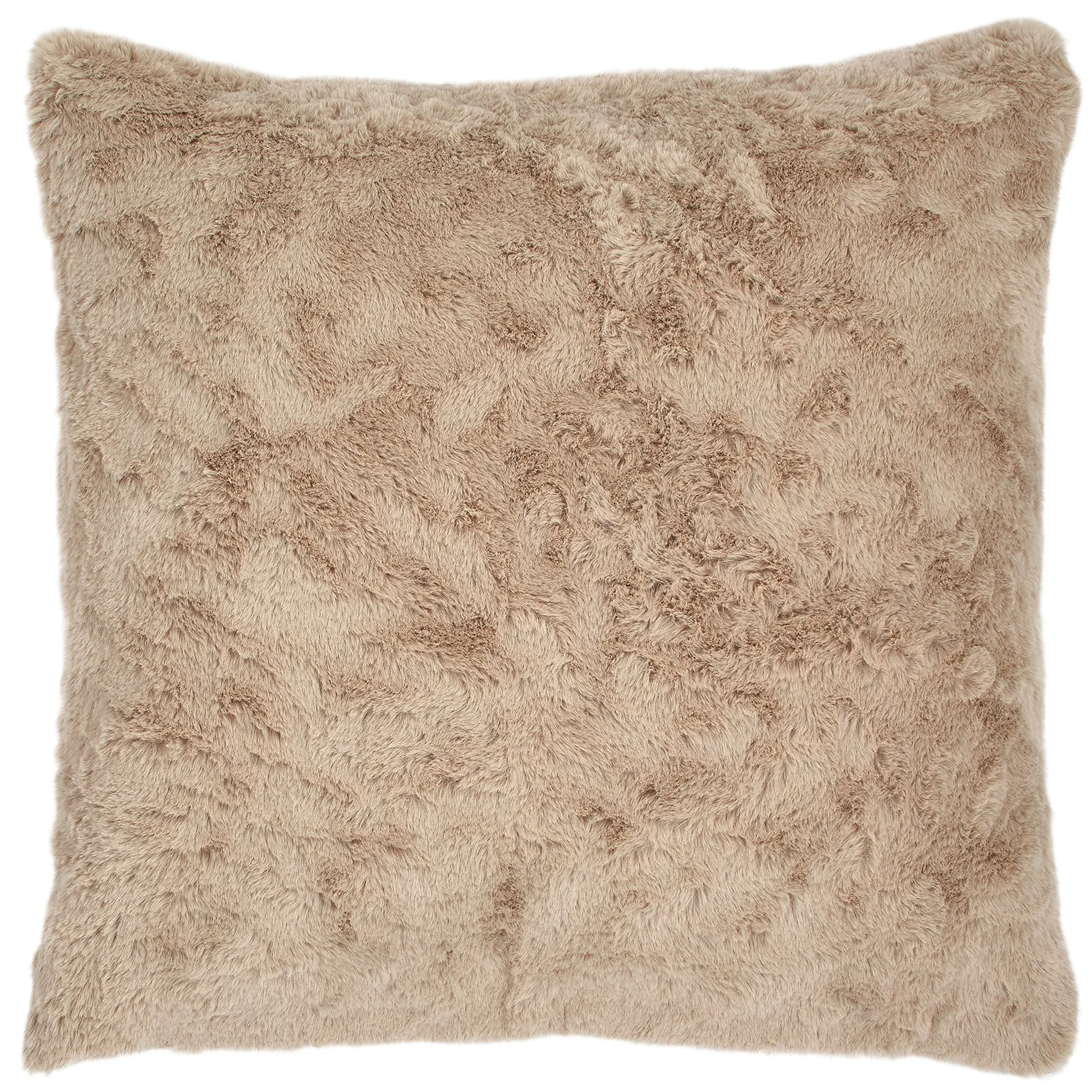 Faux Fur Throw Pillow – Plush Tan Square Cushion