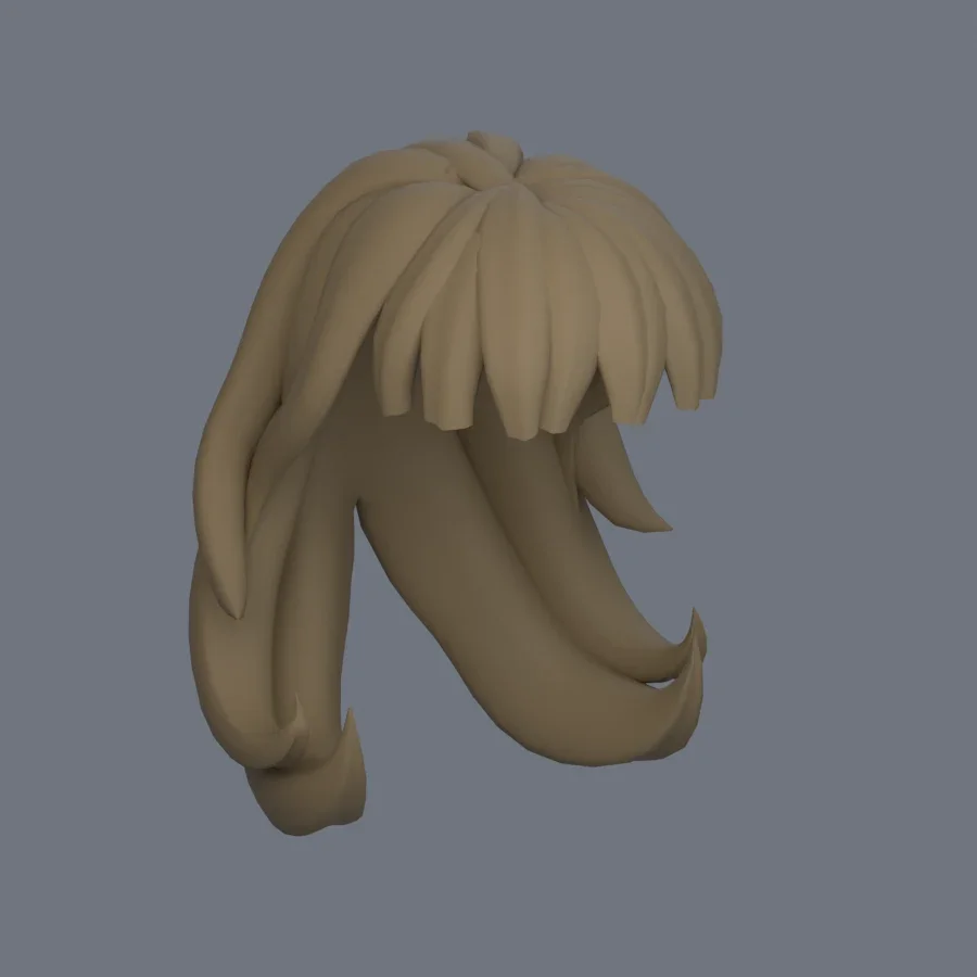 Girl Hairstyle 01, 3D model preview 2