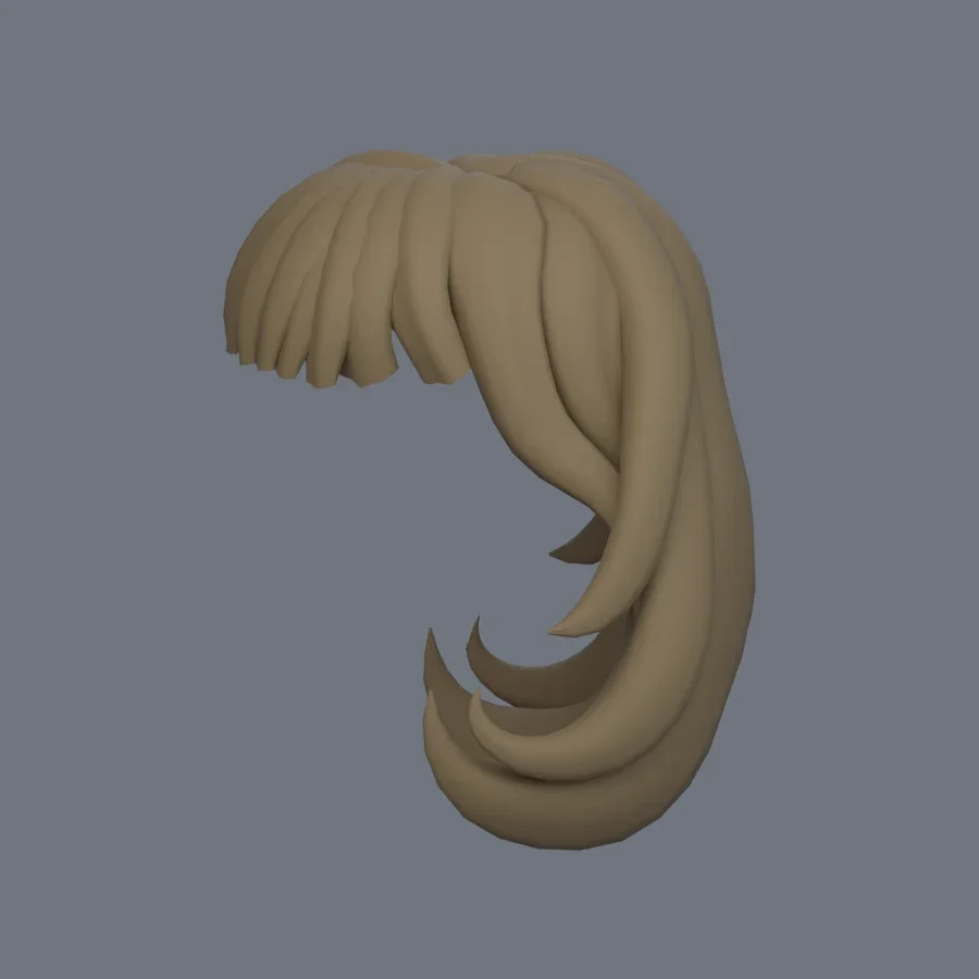 Girl Hairstyle 01, 3D model preview 3