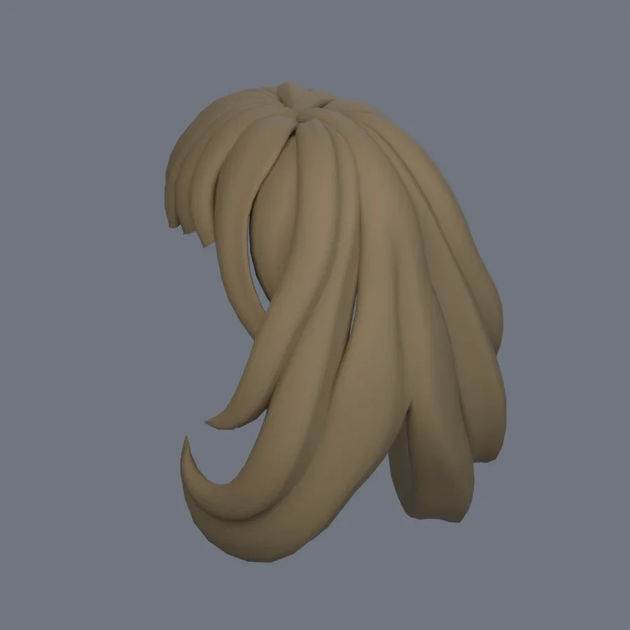 Girl Hairstyle 01, 3D model preview 6