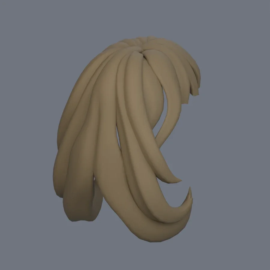 Girl Hairstyle 01, 3D model preview 7