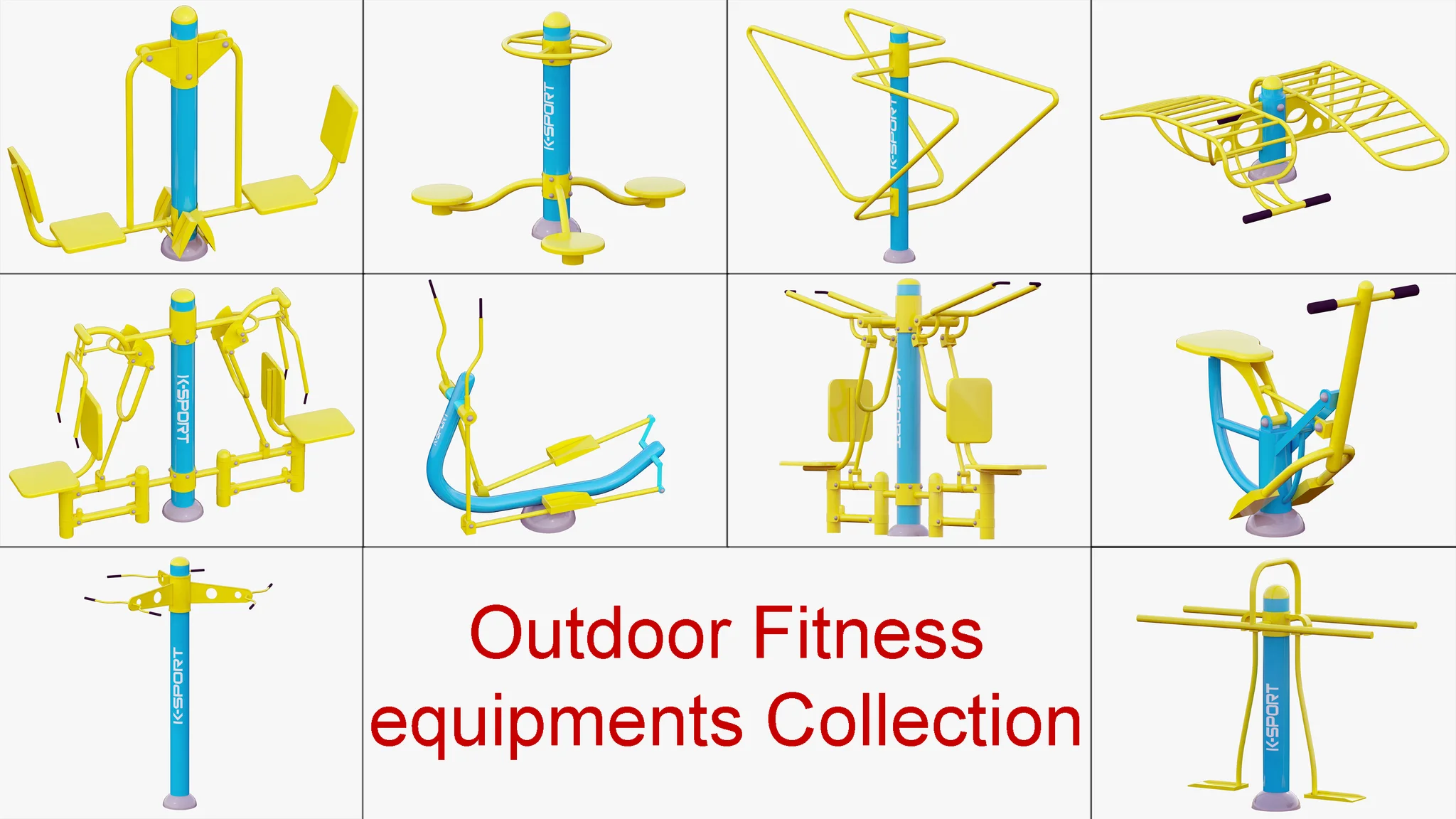 Outdoor Fitness Equipments Collection — 3D model preview 40