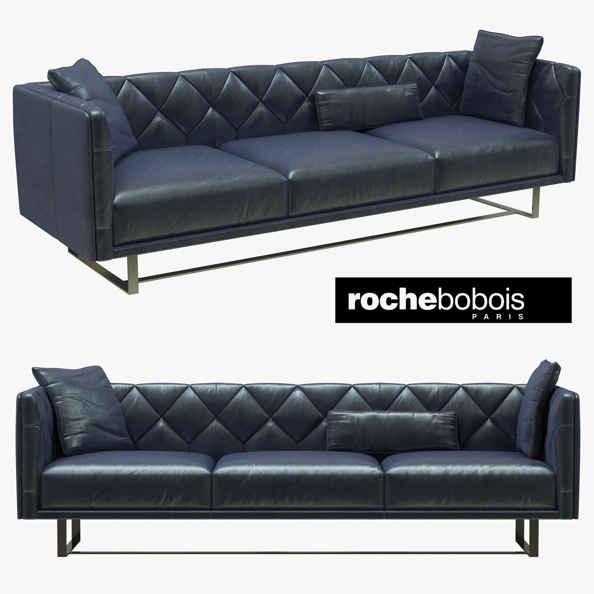 Roche Bobois UP TO DATE Large 3 Seat Sofa, 3D model preview 2