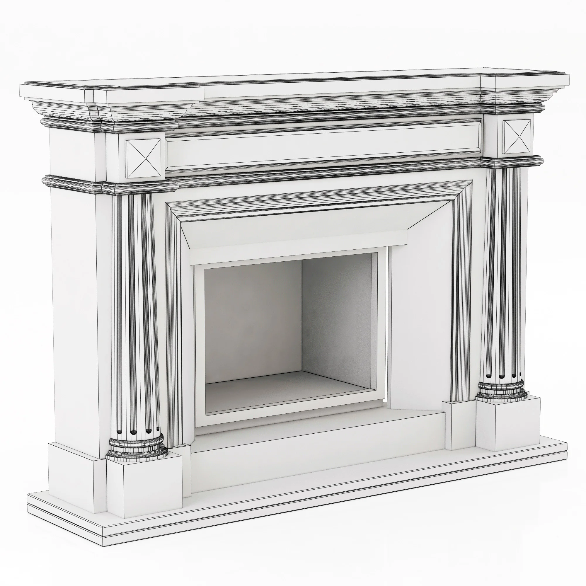 Marble Fireplace 13 — 3D model preview 5