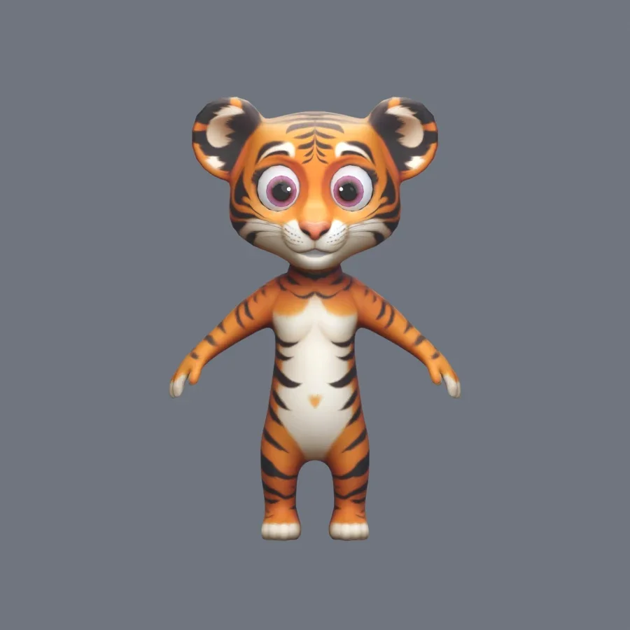 Anthro Tiger G Rigged, 3D model preview 1