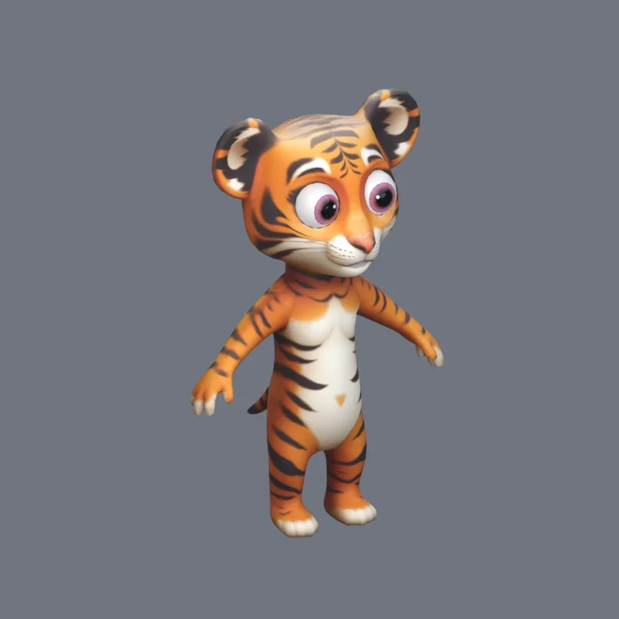 Anthro Tiger G Rigged, 3D model preview 2