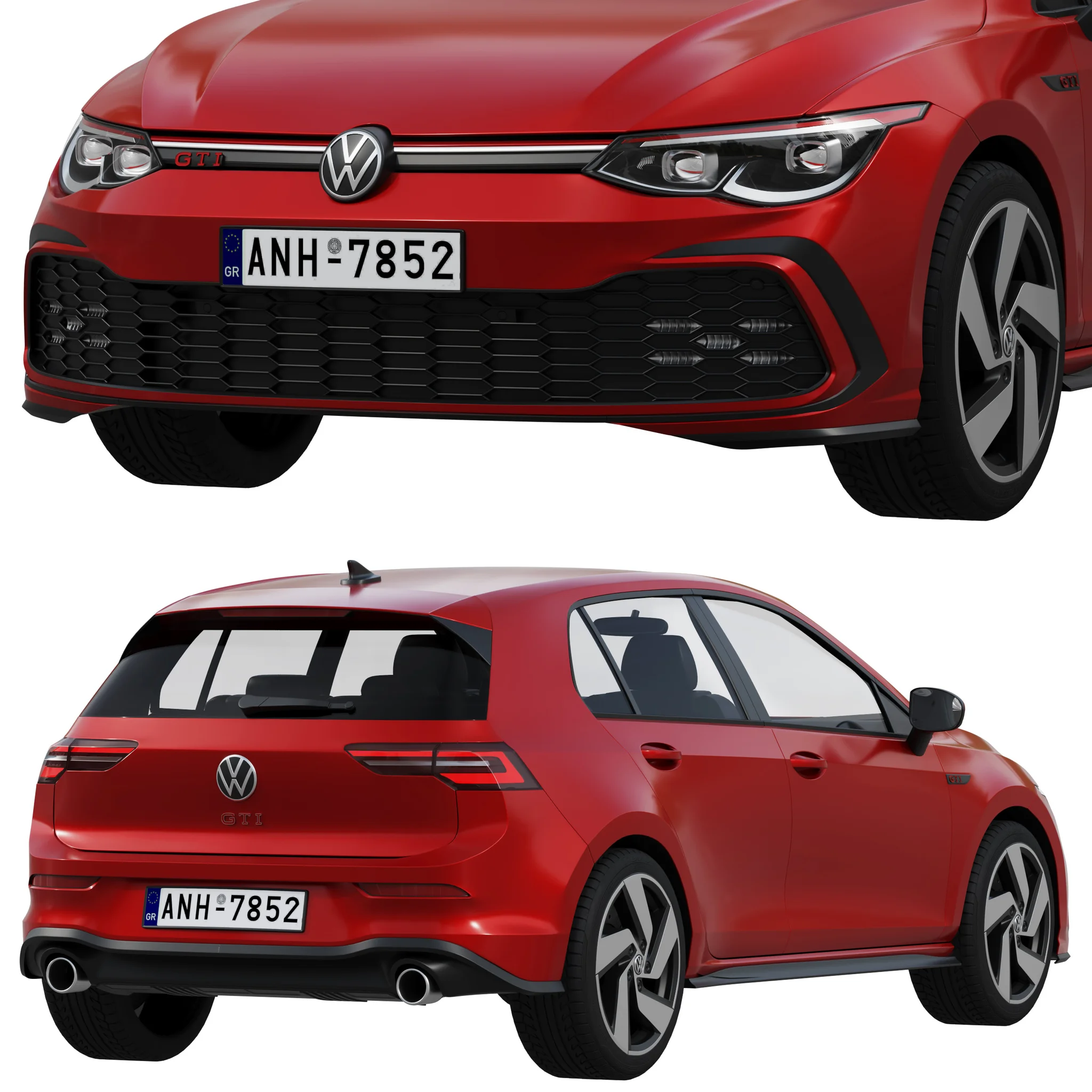 Volkswagen Golf 8 Gti, 3D model preview 3