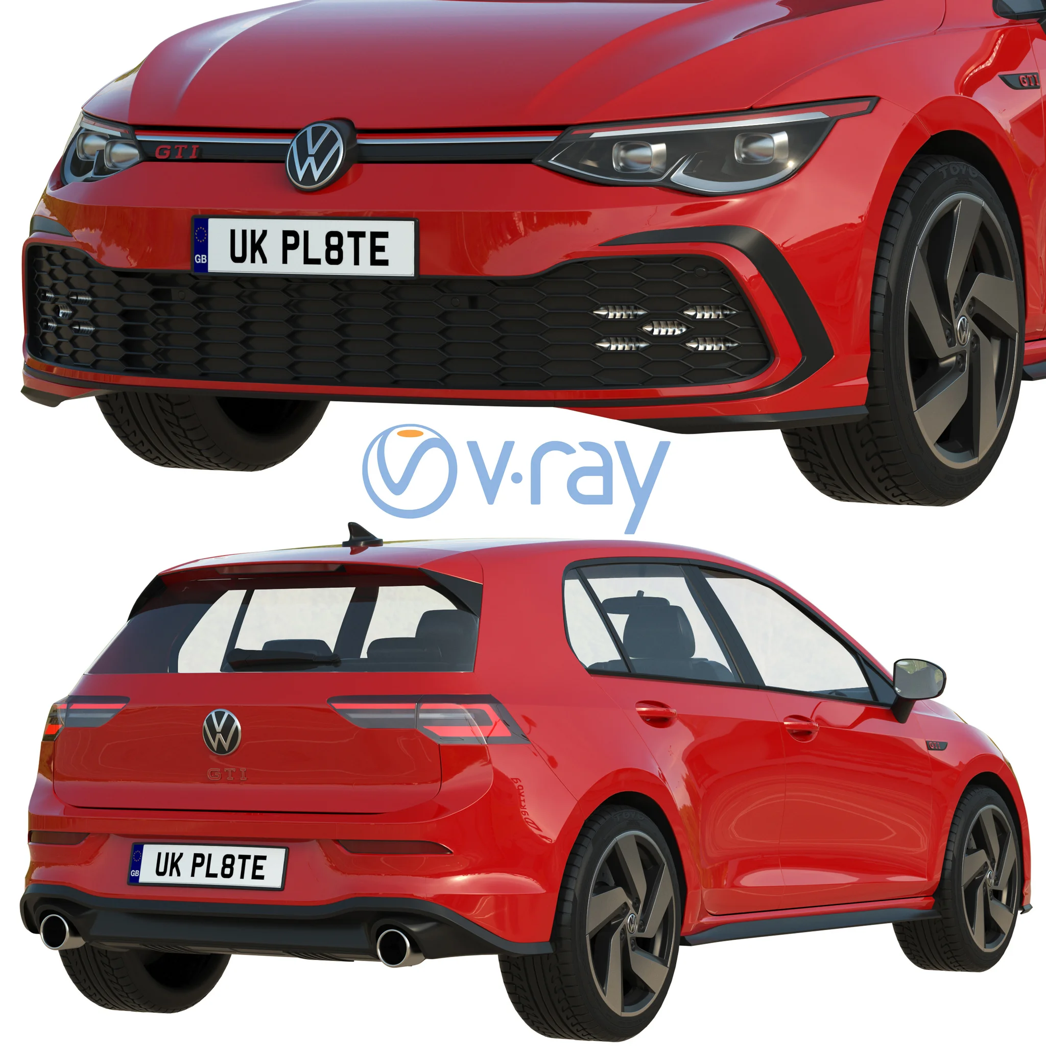 Volkswagen Golf 8 Gti, 3D model preview 5